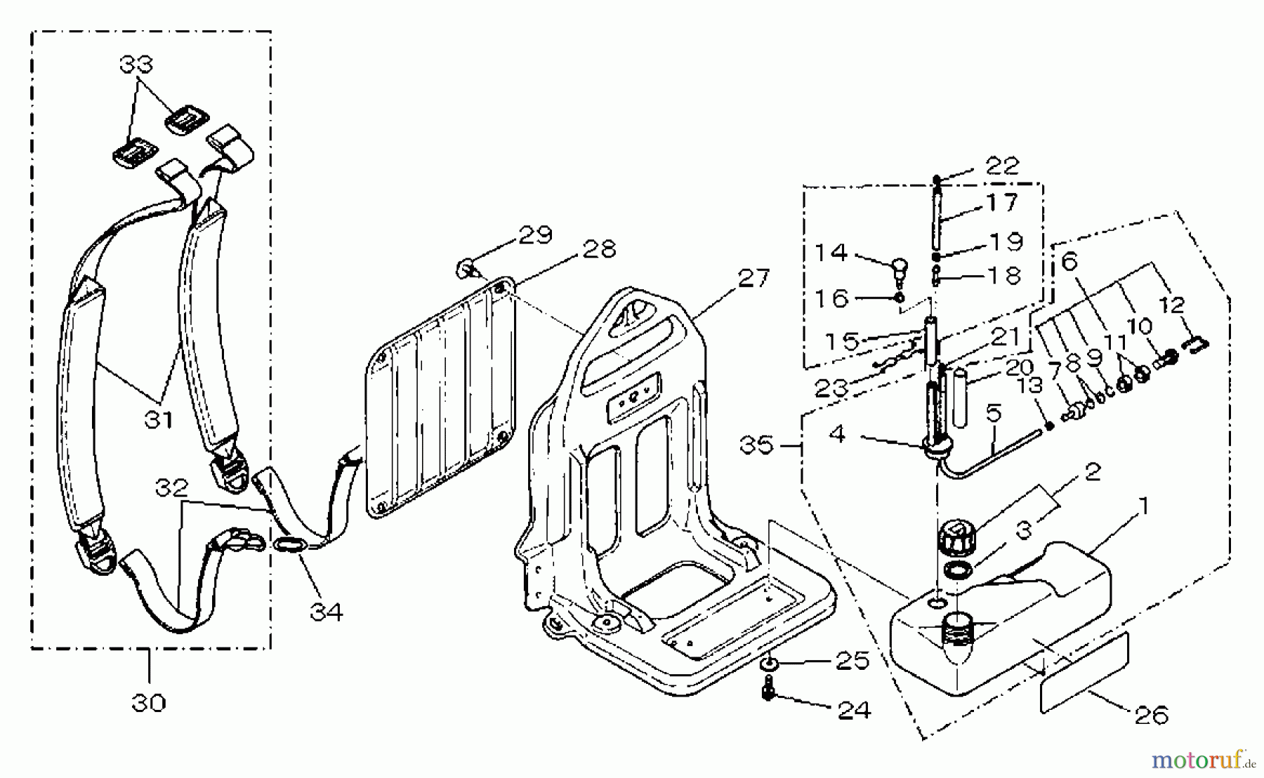  Shindaiwa Bläser / Sauger / Häcksler / Mulchgeräte EB630RT - Shindaiwa Back Pack Blower Fuel Tank, Frame