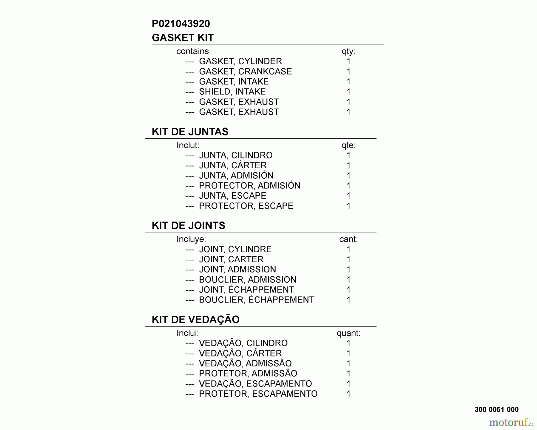  Shindaiwa Trimmer, Faden / Bürste T235 - Shindaiwa String Trimmer, P021043920 Gasket Kit