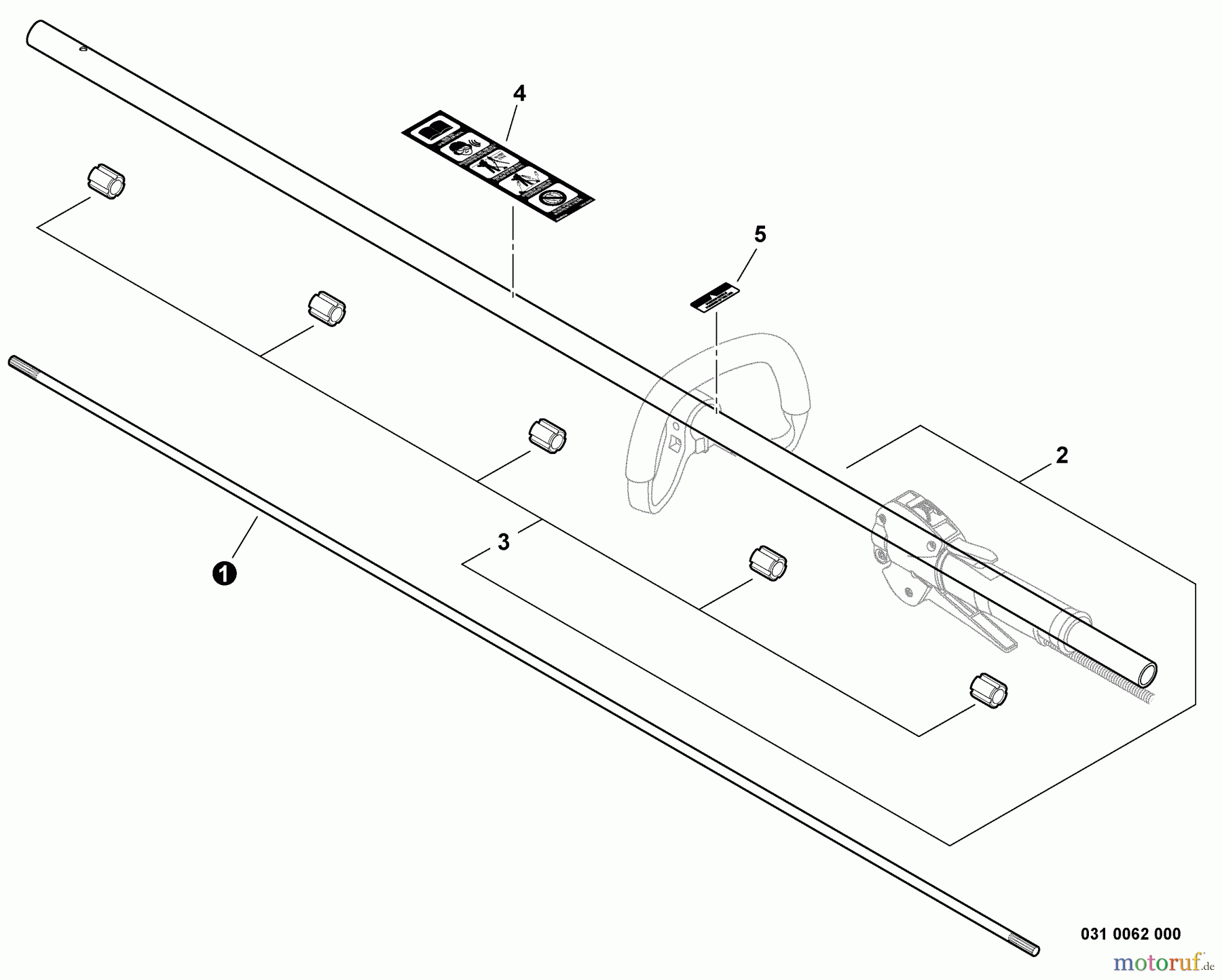 Shindaiwa Trimmer, Faden / Bürste T242 - Shindaiwa String Trimmer, S/N: T16212001001 - T16212999999 Main Pipe Assembly