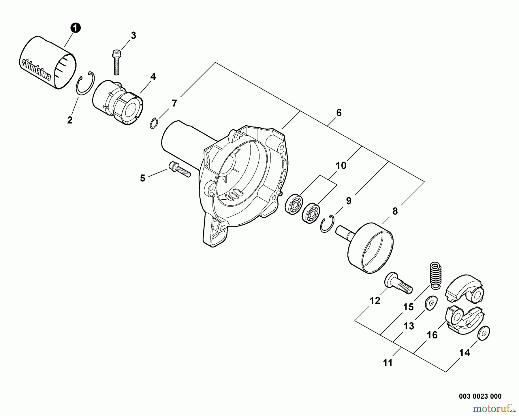 Shindaiwa Heckenscheren AH242 - Shindaiwa Articulating Hedge Trimmer, S/N: T17511001001 - T1751199999 Clutch, Fan Case