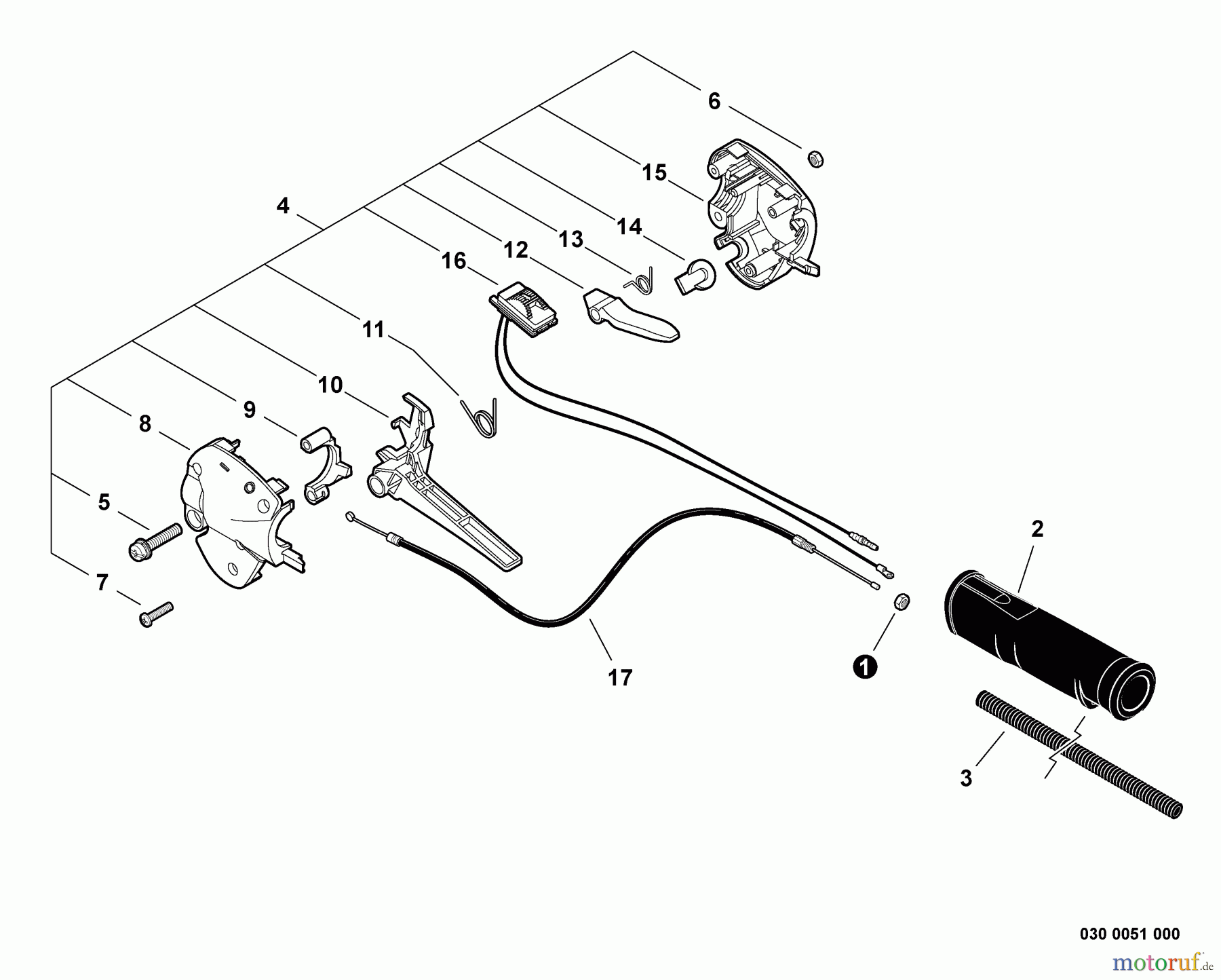 Shindaiwa Heckenscheren AHS242 - Shindaiwa Articulating Hedge Trimmer, S/N: T17712001001 - T1771299999 Control Handle, Throttle Cable