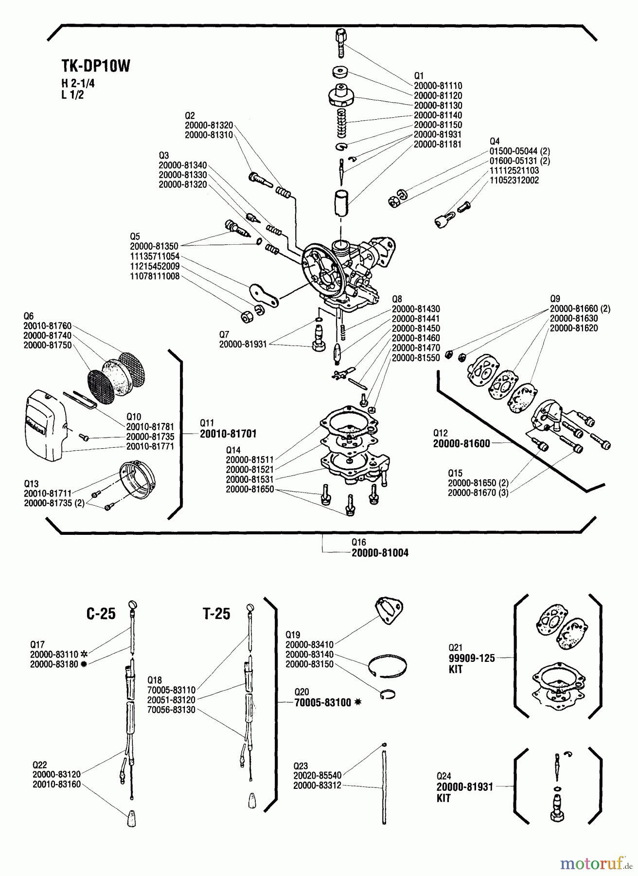 Shindaiwa Trimmer, Faden / Bürste T25 - Shindaiwa String Trimmer Carburetor