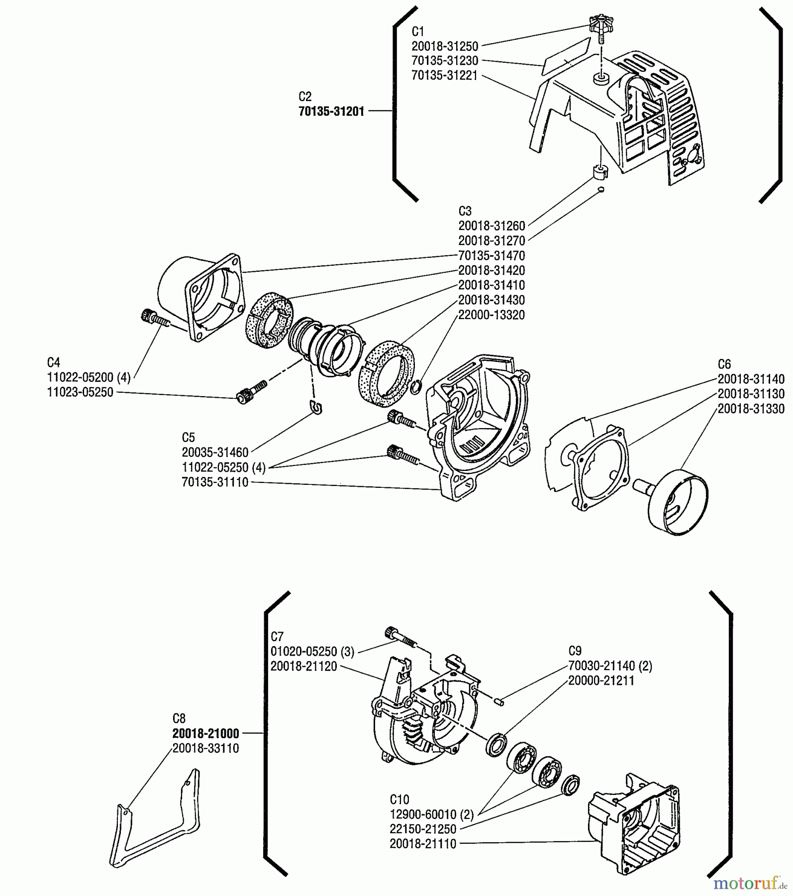  Shindaiwa Trimmer, Faden / Bürste C250 - Shindaiwa String Trimmer / Brush Cutter Crankcase