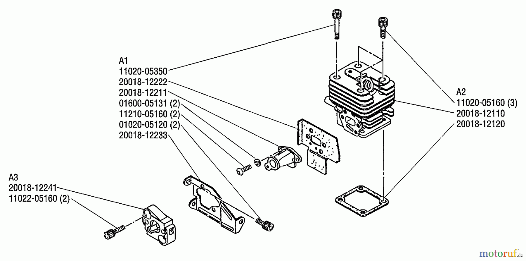  Shindaiwa Trimmer, Faden / Bürste C250 - Shindaiwa String Trimmer / Brush Cutter Cylinder Head