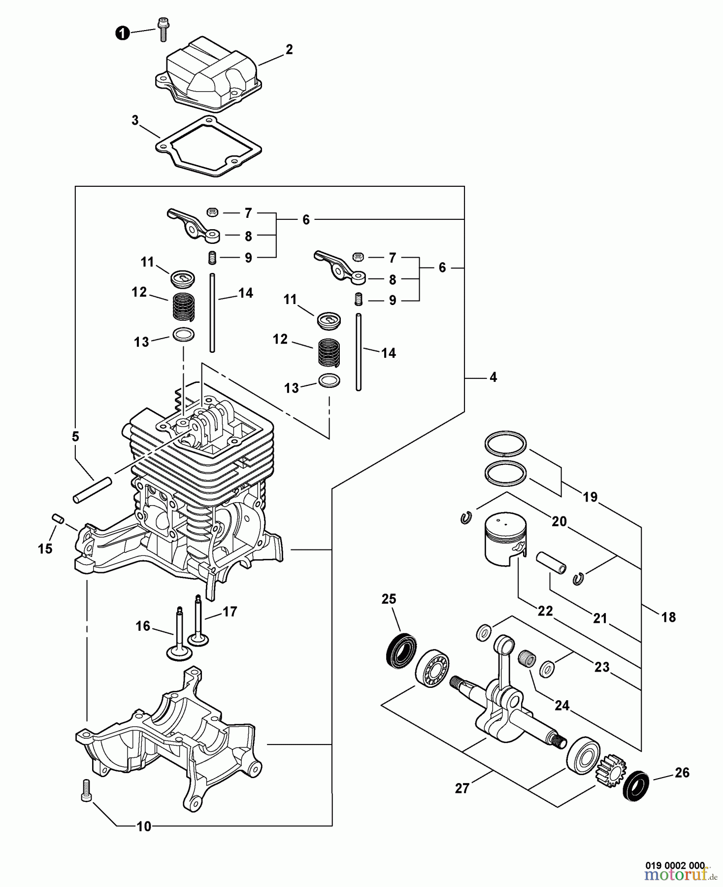 Shindaiwa Trimmer, Faden / Bürste M254 - Shindaiwa Multi-Tool, S/N: T13113001001 - T13113999999 Cylinder, Valve Train, Piston Kit