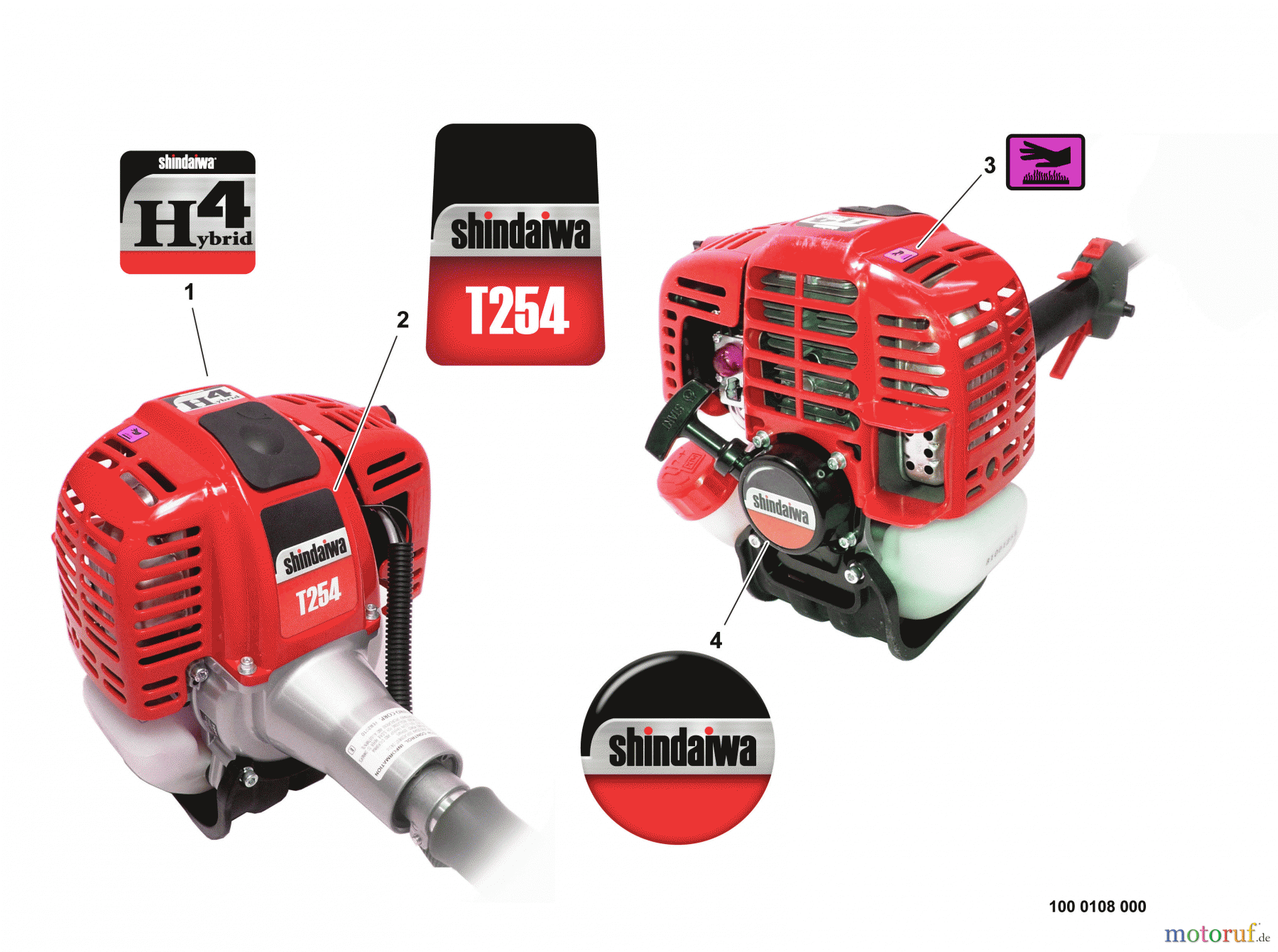 Shindaiwa Trimmer, Faden / Bürste T254 - Shindaiwa String Trimmer, S/N: T10413001001 - T10413999999 Labels
