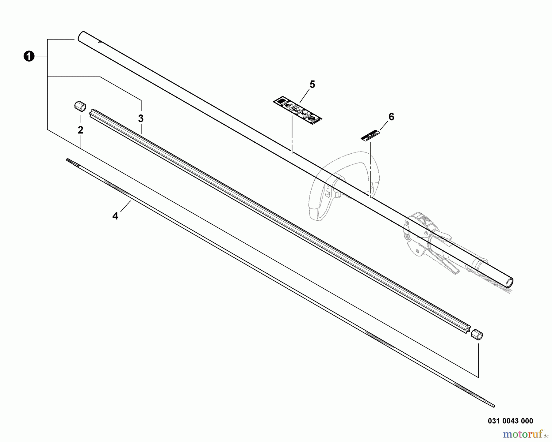 Shindaiwa Trimmer, Faden / Bürste T254 - Shindaiwa String Trimmer, S/N: T10413001001 - T10413999999 Main Pipe Assembly, Driveshaft
