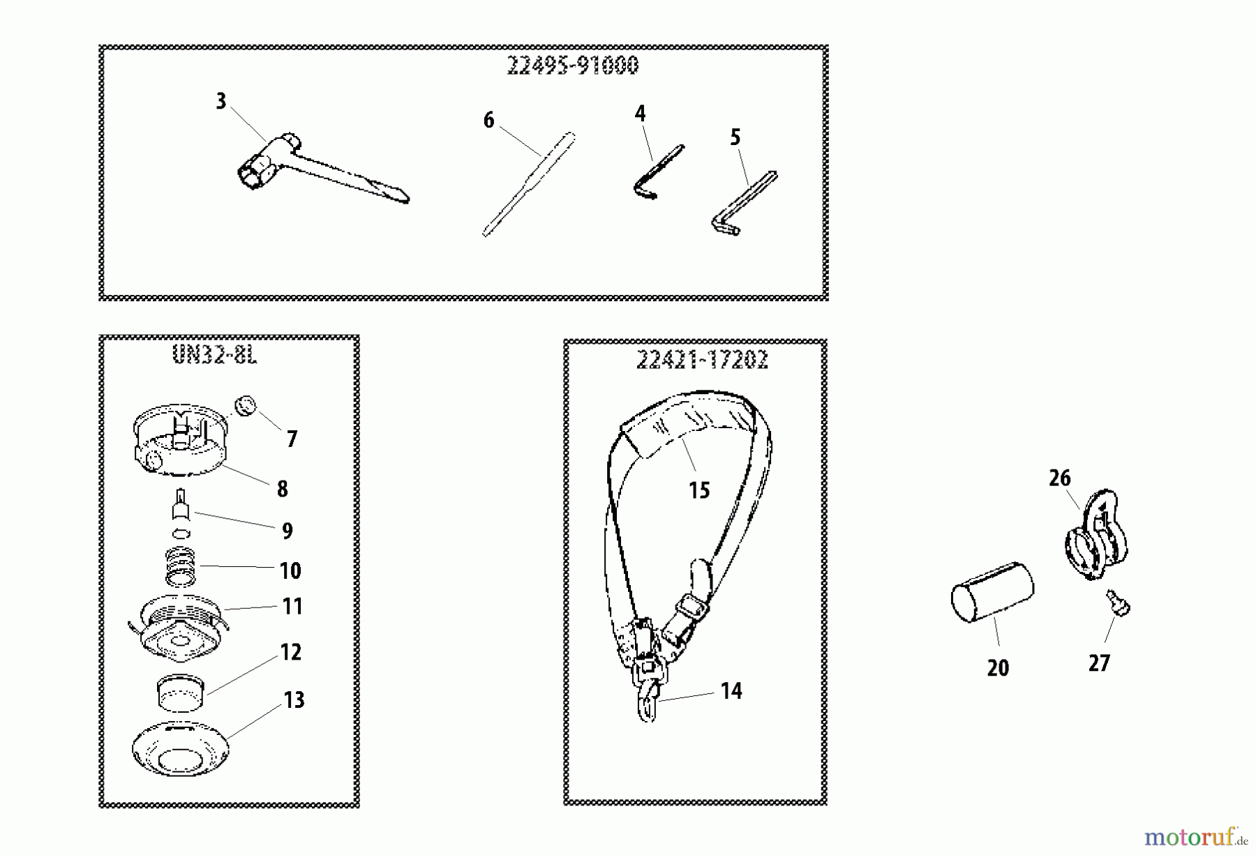 Shindaiwa Trimmer, Faden / Bürste T261 - Shindaiwa String Trimmer Tool Set, Harness, Accessories