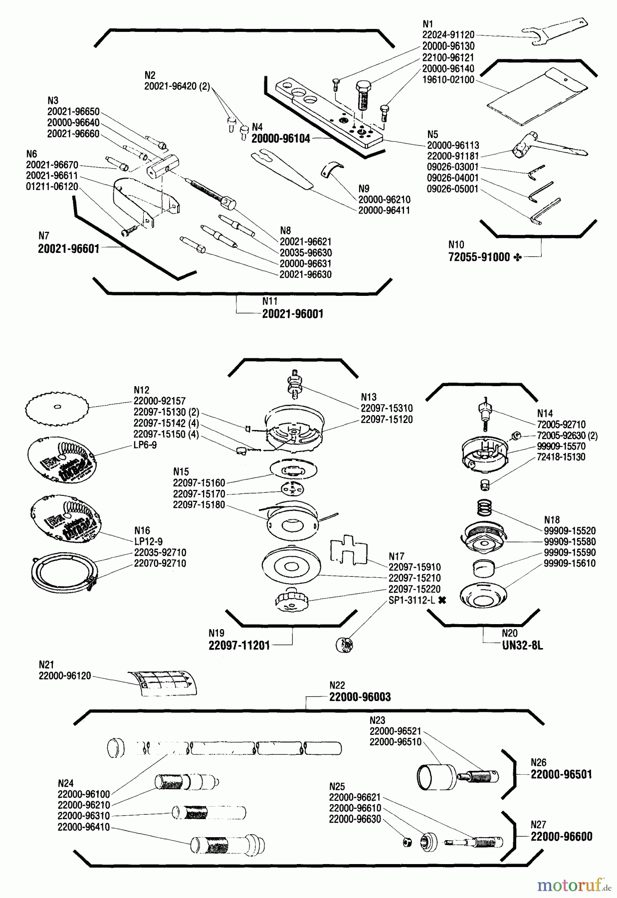 Shindaiwa Trimmer, Faden / Bürste C27 - Shindaiwa String Trimmer / Brush Cutter Accessories