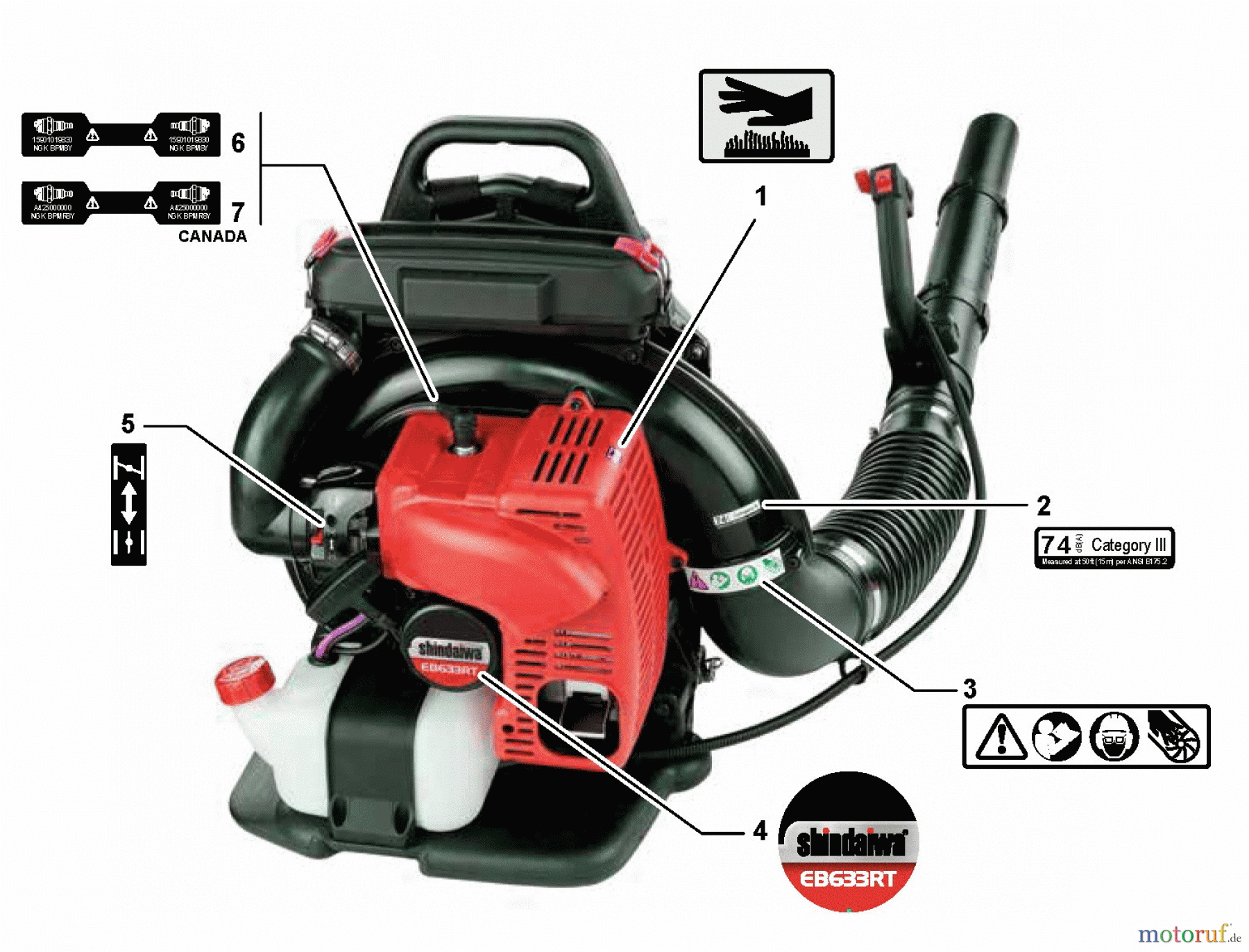  Shindaiwa Bläser / Sauger / Häcksler / Mulchgeräte EB633RT - Shindaiwa Back Pack Blower, Labels