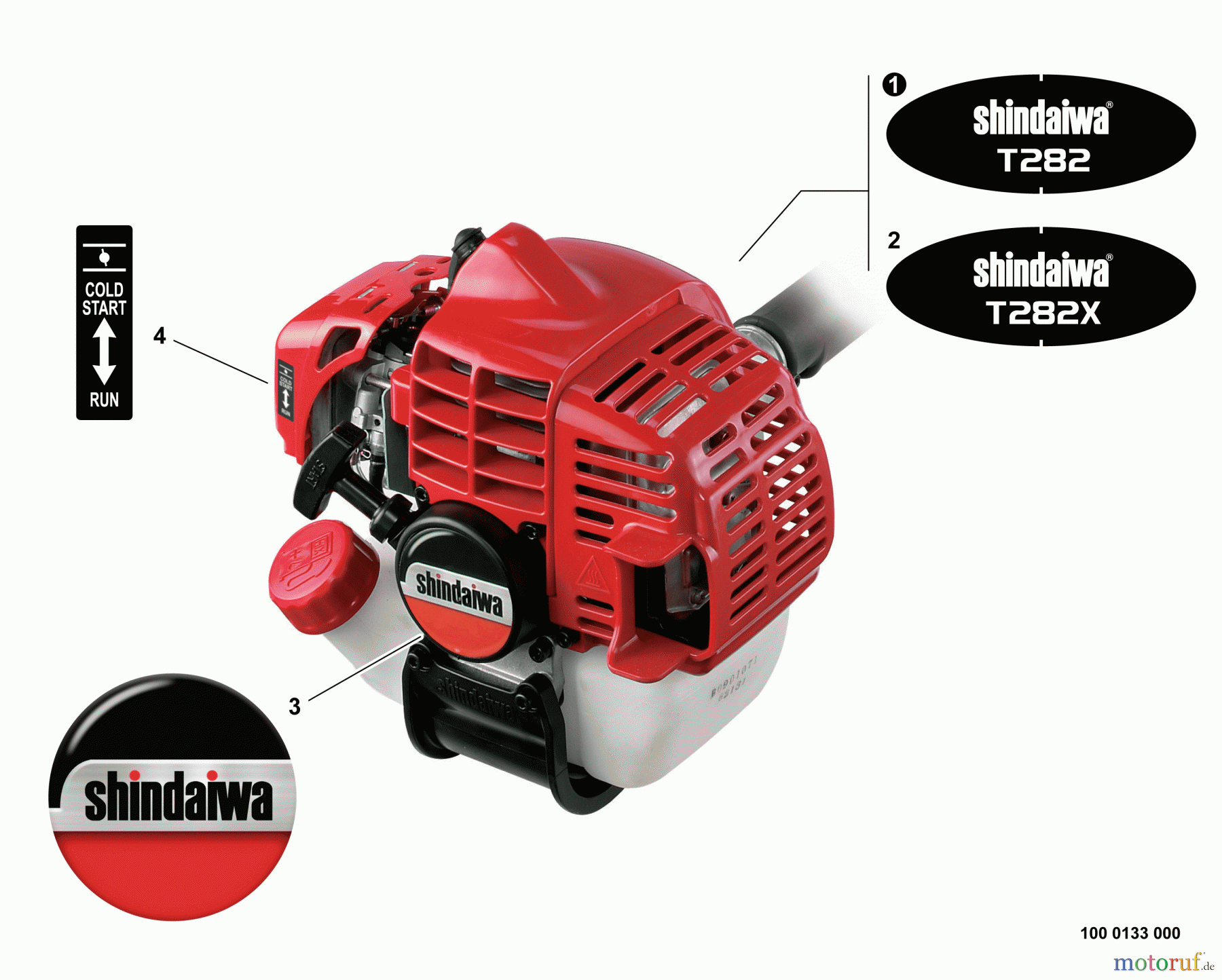 Shindaiwa Trimmer, Faden / Bürste T282 - Shindaiwa String Trimmer, S/N: T09612001001 - T09612999999 Labels