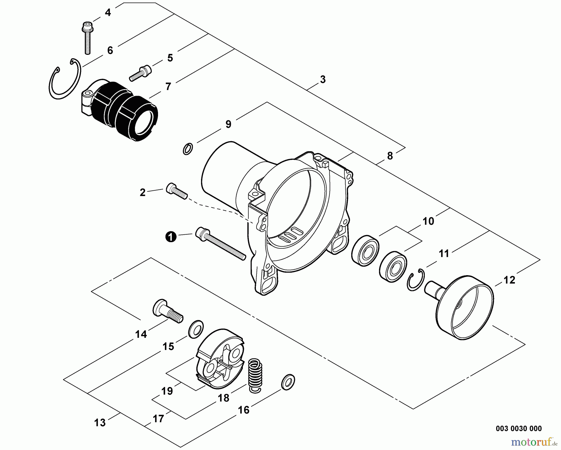  Shindaiwa Trimmer, Faden / Bürste T344 - Shindaiwa String Trimmer, S/N: T14913001001 - T14913999999 Clutch, Fan Case