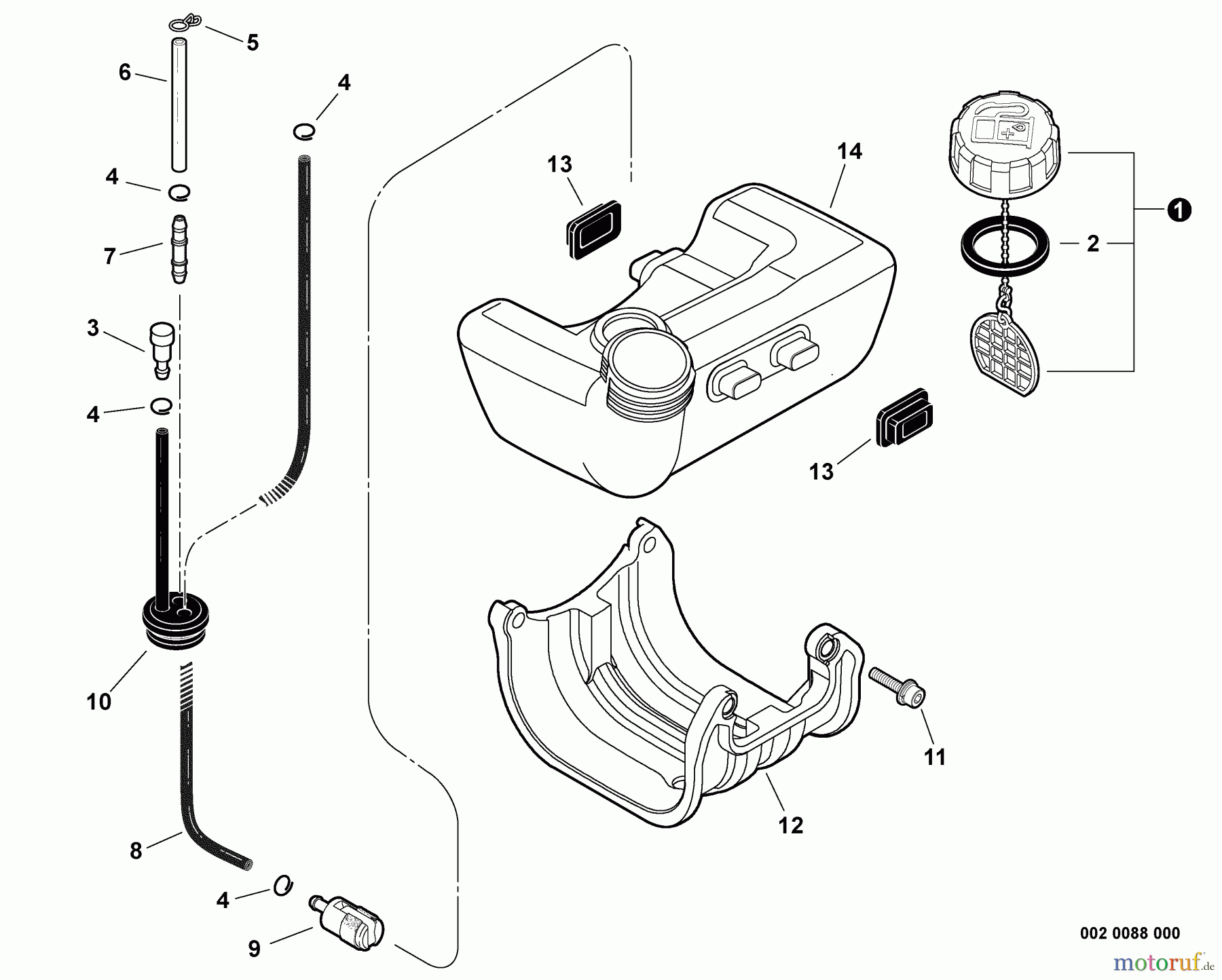 Shindaiwa Kehrmaschinen PS344 - Shindaiwa Power Broom, S/N: T15411001001 - T15411999999 Fuel System