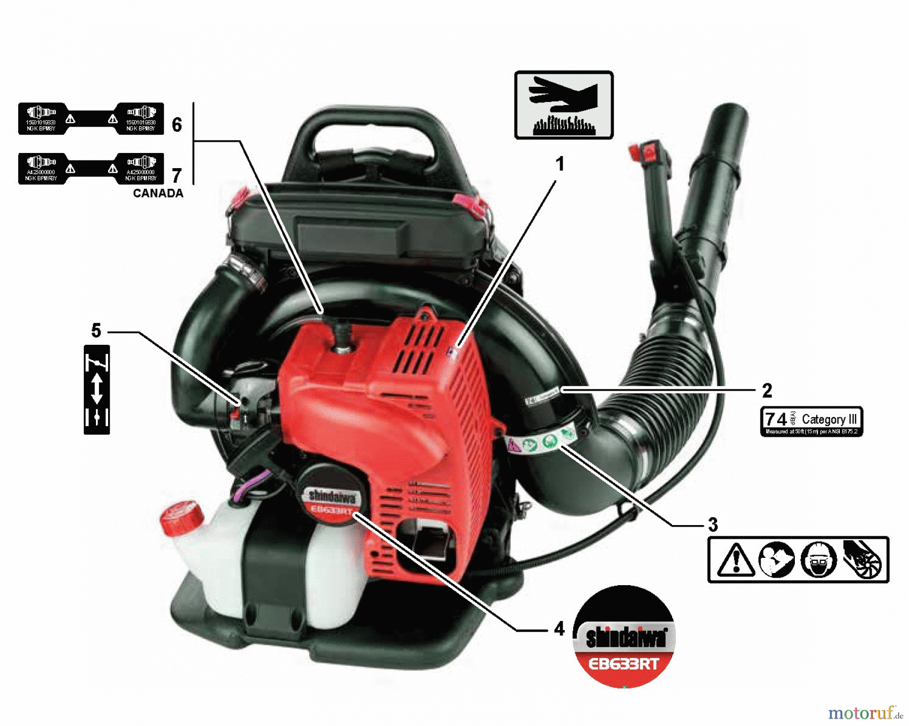  Shindaiwa Bläser / Sauger / Häcksler / Mulchgeräte EB633RT - Shindaiwa Back Pack Blower, Labels