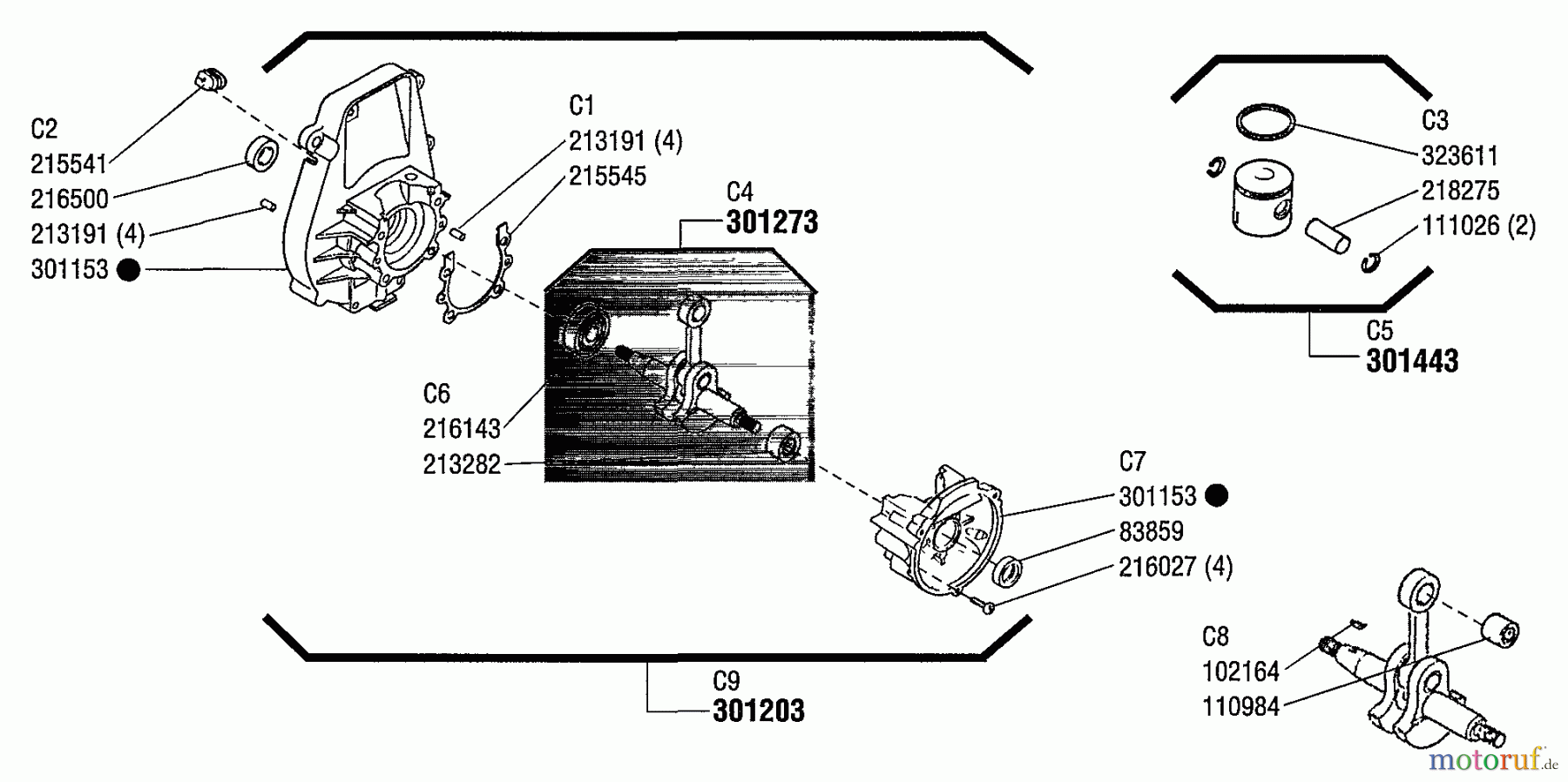  Shindaiwa Trimmer, Faden / Bürste YW220 - Shindaiwa String Trimmer (Yardware) Crankcase, Crankshaft