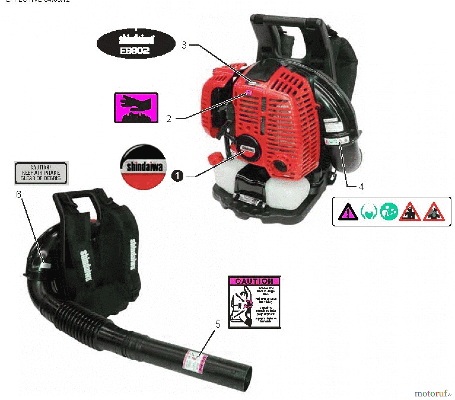  Shindaiwa Bläser / Sauger / Häcksler / Mulchgeräte EB802 - Shindaiwa Back Pack Blower, Labels