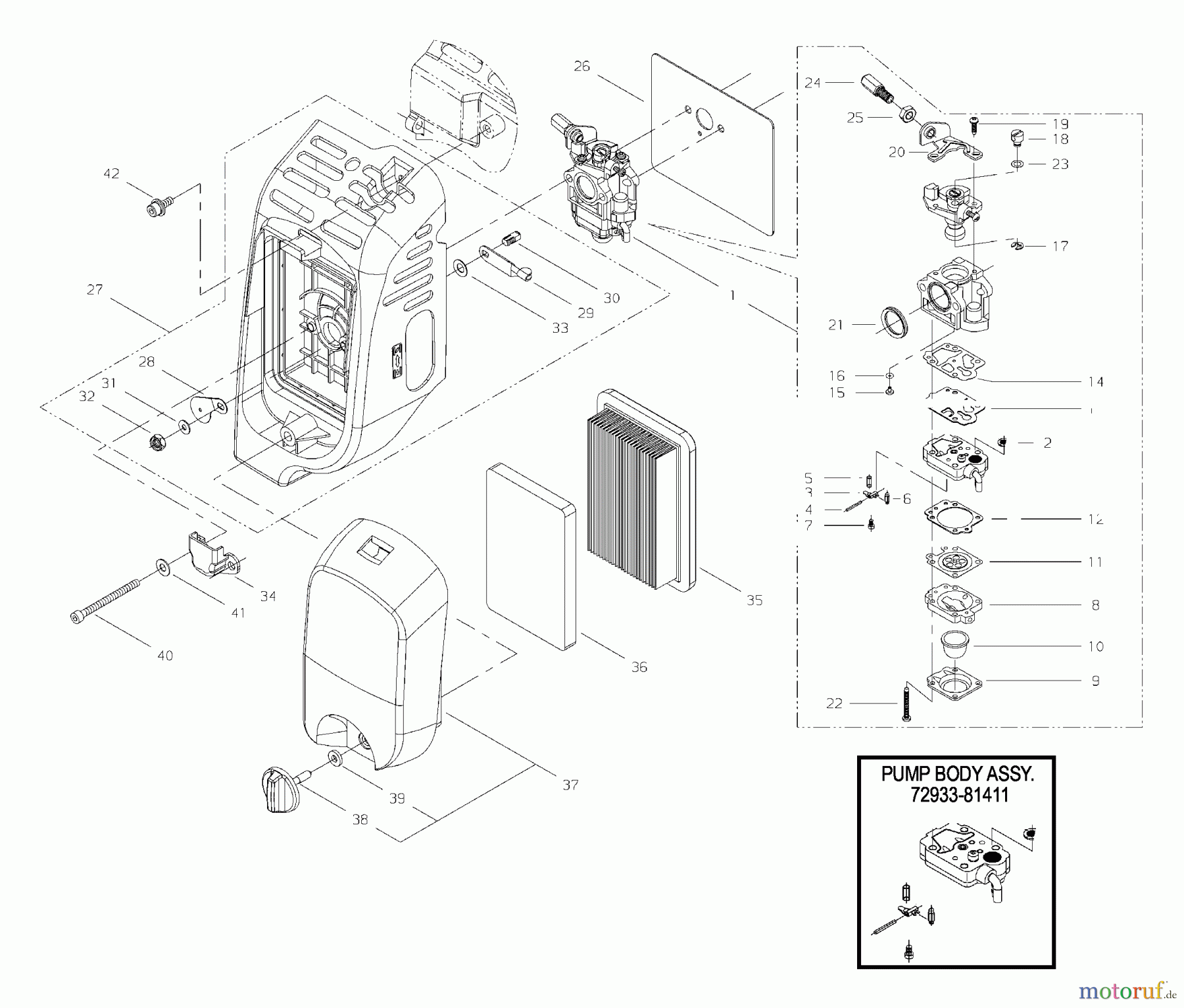 Shindaiwa Bläser / Sauger / Häcksler / Mulchgeräte EB8510 - Shindaiwa Back Pack Blower Carburetor