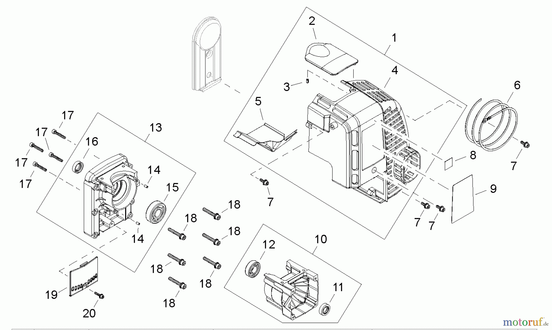 Shindaiwa Bläser / Sauger / Häcksler / Mulchgeräte EB8520 - Shindaiwa Back Pack Blower Crankcase, Engine Cover