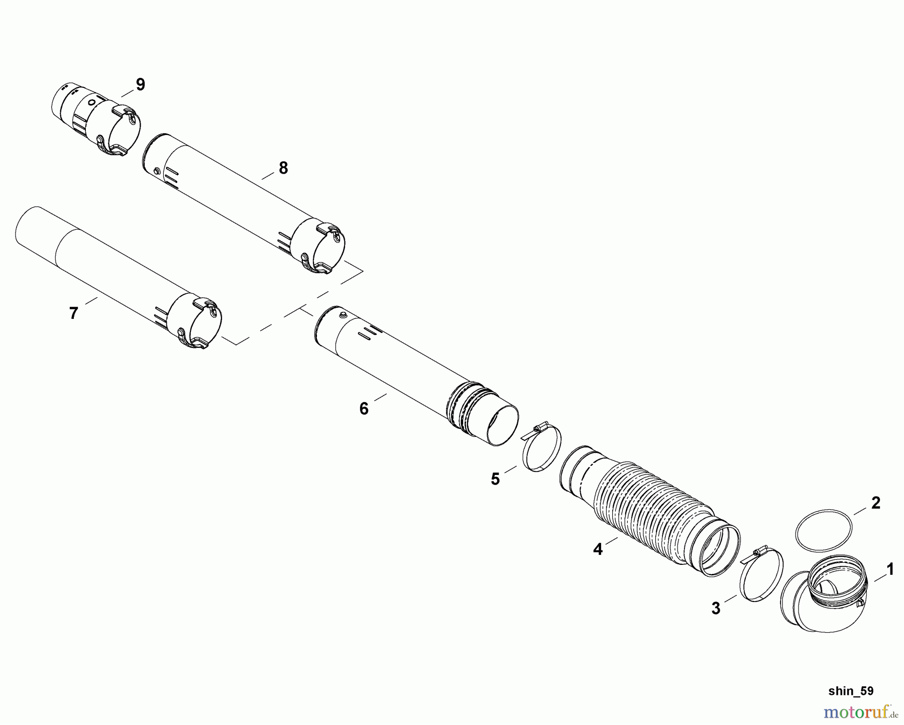 Shindaiwa Bläser / Sauger / Häcksler / Mulchgeräte EB854 - Shindaiwa Back Pack Blower, S/N: T14112001001 - T14112999999 Blower Tubes
