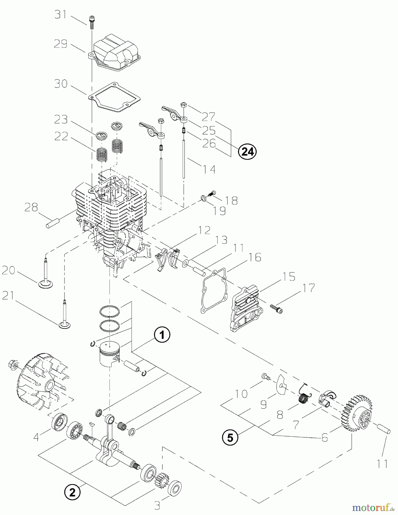  Shindaiwa Bläser / Sauger / Häcksler / Mulchgeräte EB2510 - Shindaiwa Hand Held Blower Cam Gear, Crankshaft, Piston