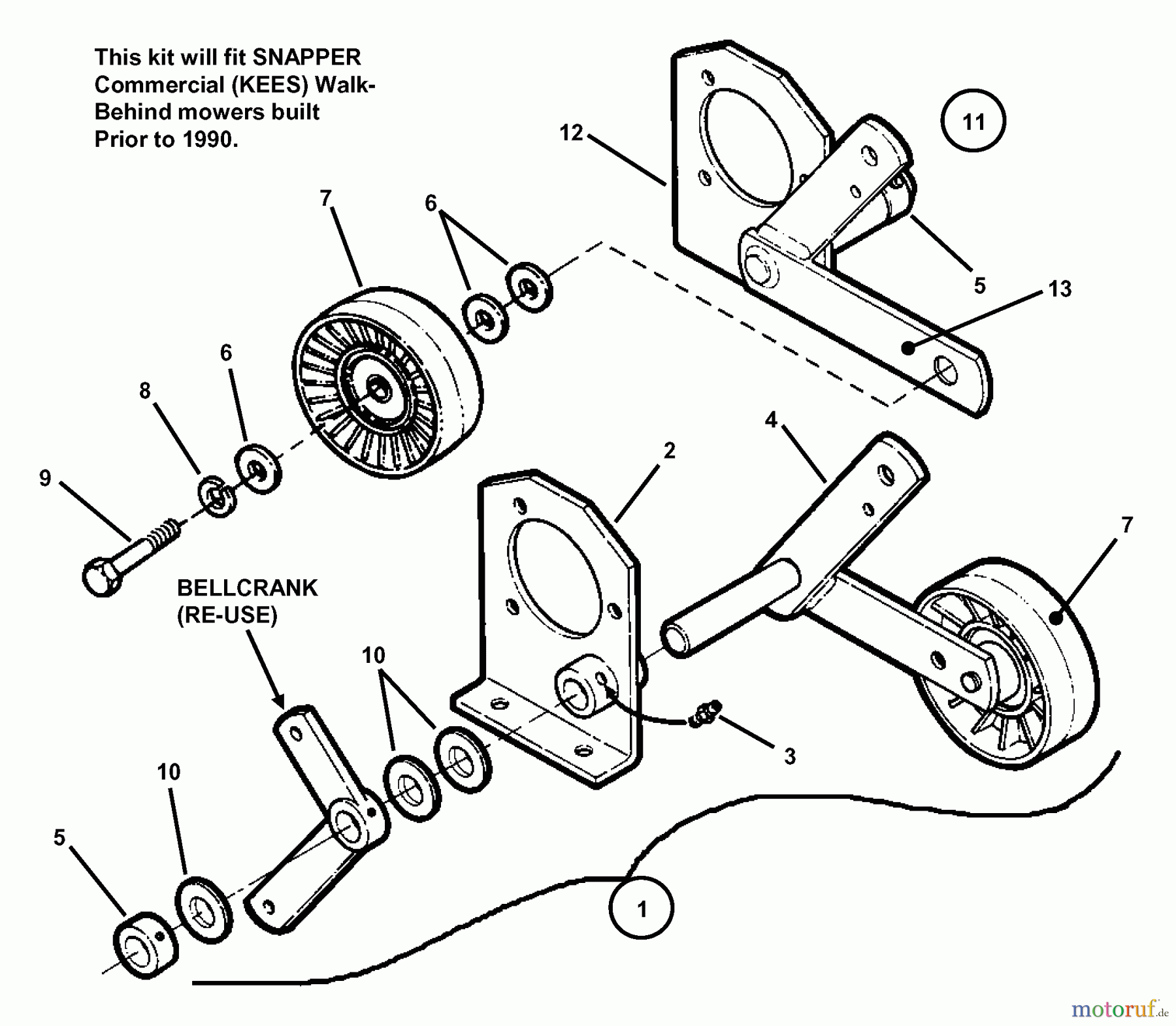 Snapper Zubehör. Rasenmäher 7061001 - Snapper Traction Idler Kit Traction Idler