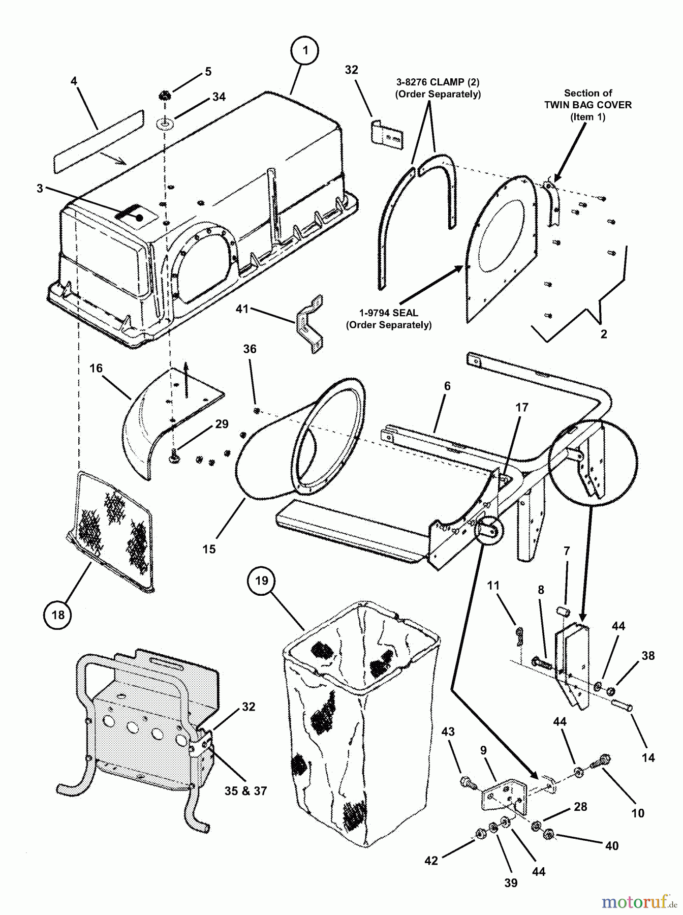  Snapper Zubehör. Rasenmäher 7063083 - Snapper Twin Bag Catcher, 38
