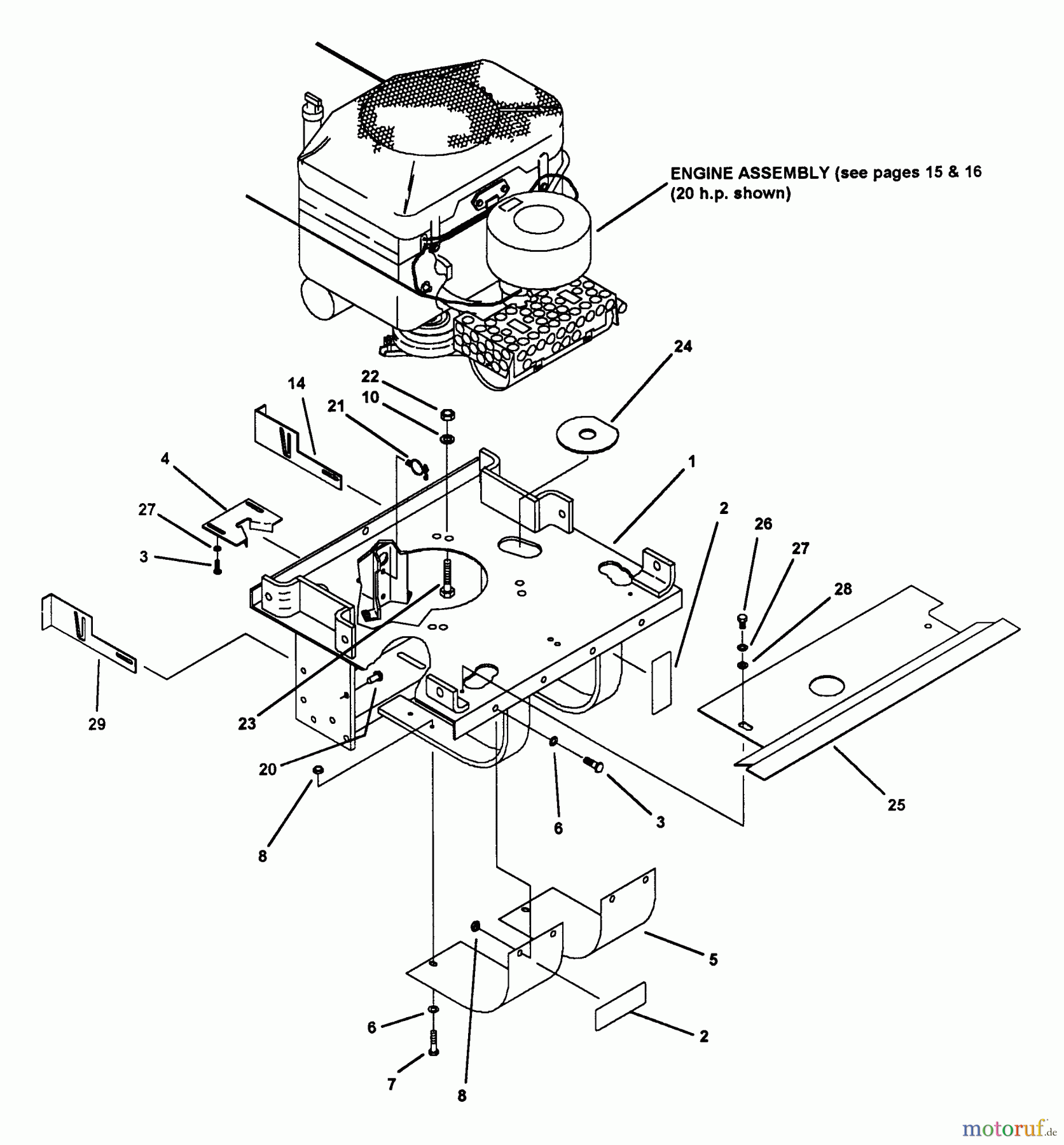  Snapper Nullwendekreismäher, Zero-Turn Z1804K (80708) - Snapper 18 HP Zero-Turn Mower, Hydro Drive, ZTR Series 4 Motor Mount Assembly (Part 2)