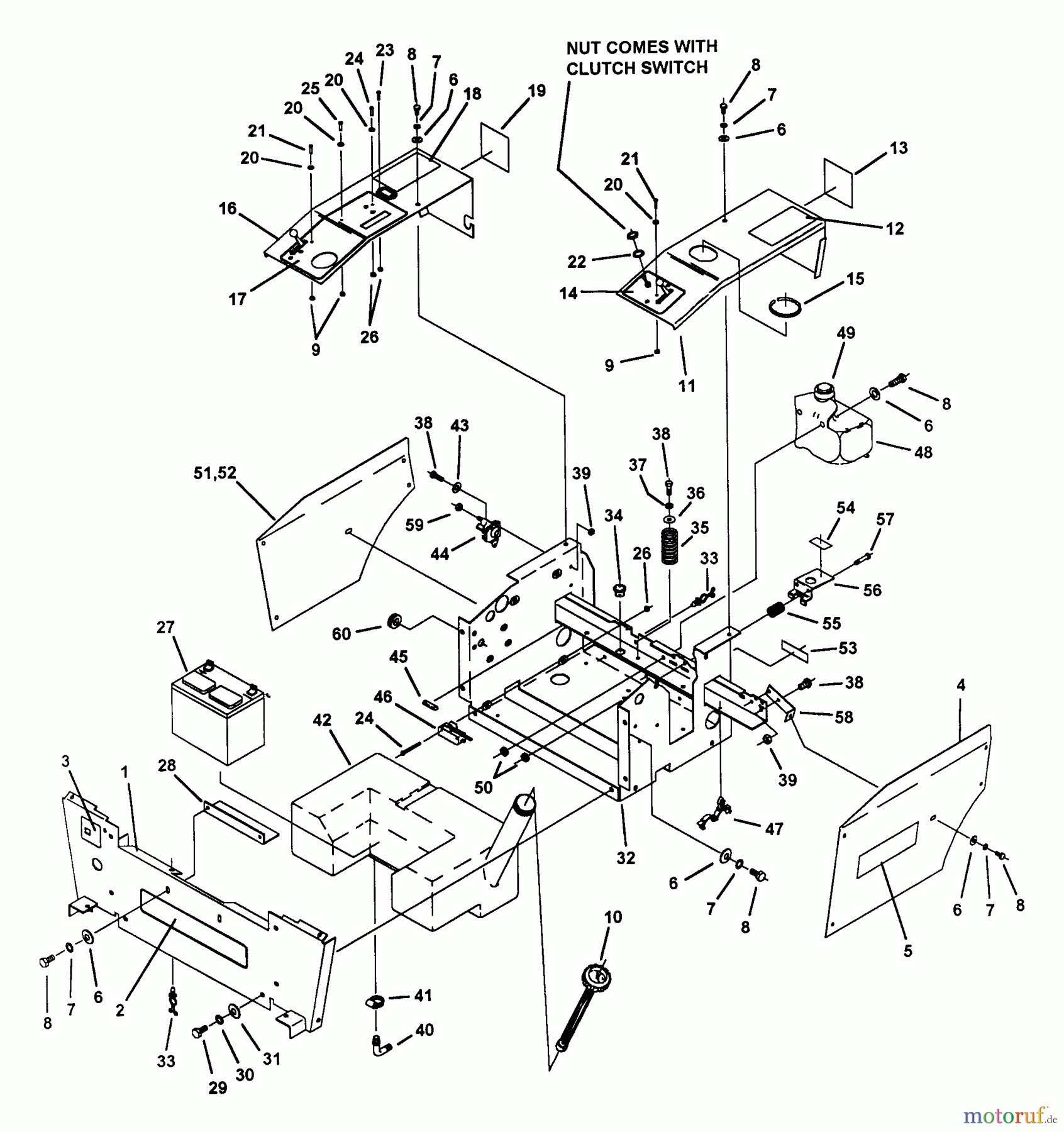 Snapper Nullwendekreismäher, Zero-Turn Z2004K (80709) - Snapper 20 HP Zero-Turn Mower, Hydro Drive, ZTR Series 4 Seat Support Assembly & Body Cover Parts