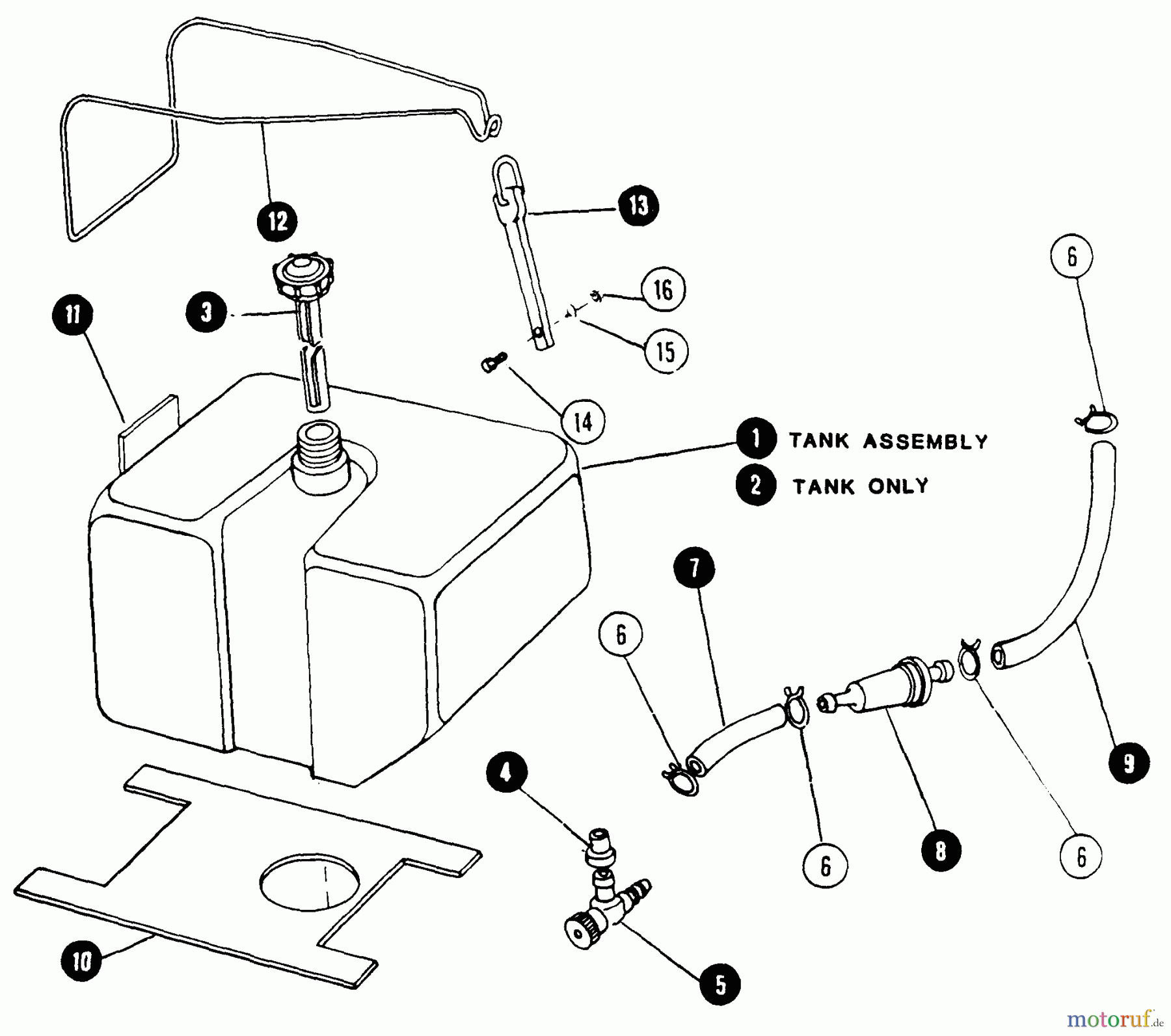  Snapper Rasen- und Gartentraktoren 1600A (80124) - Snapper 16 HP Garden Tractor, Gear Drive, MF Series Fuel Tank & Lines