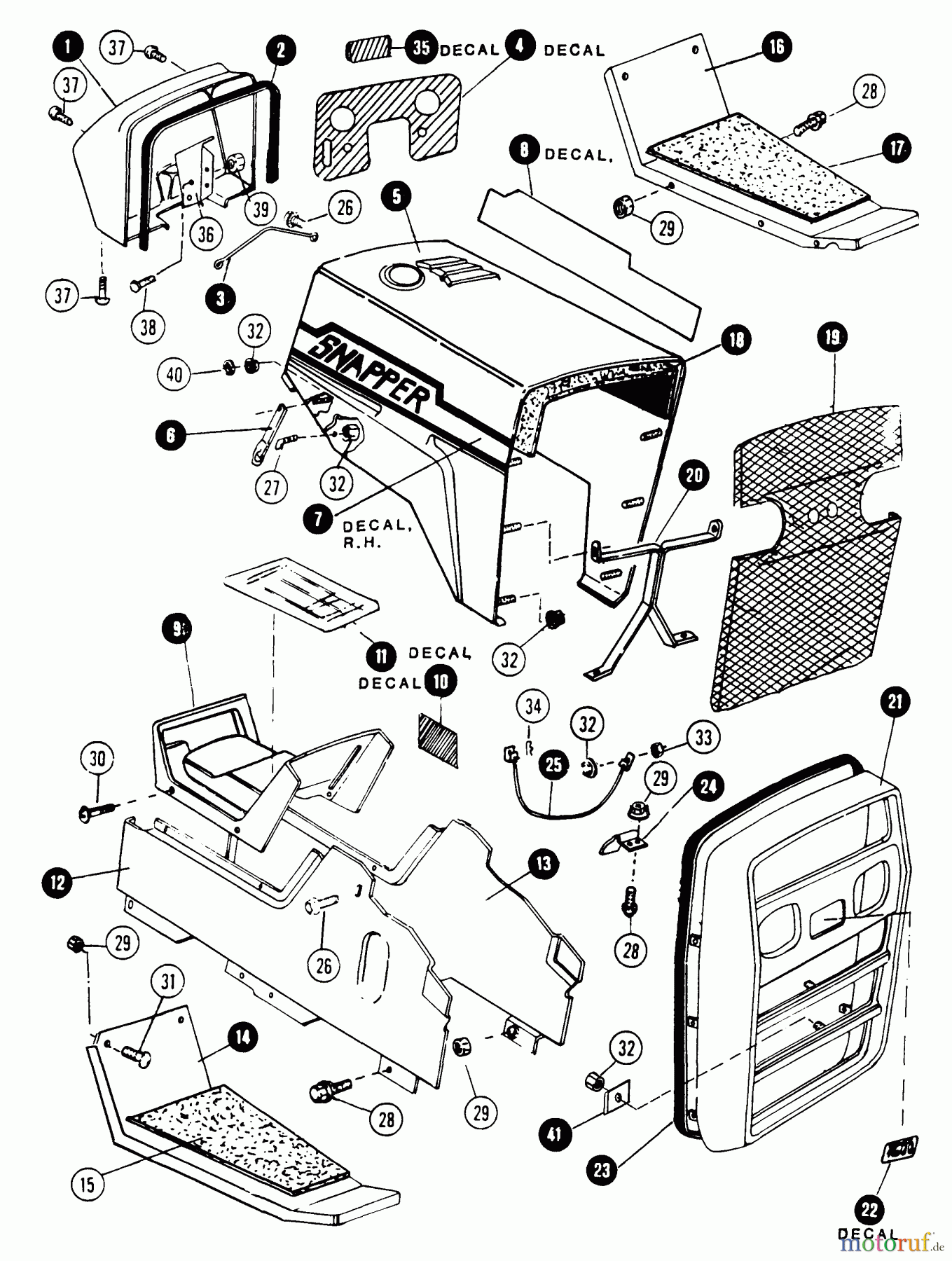 Snapper Rasen- und Gartentraktoren 1600A (80124) - Snapper 16 HP Garden Tractor, Gear Drive, MF Series Hood, Grille, Side Panels