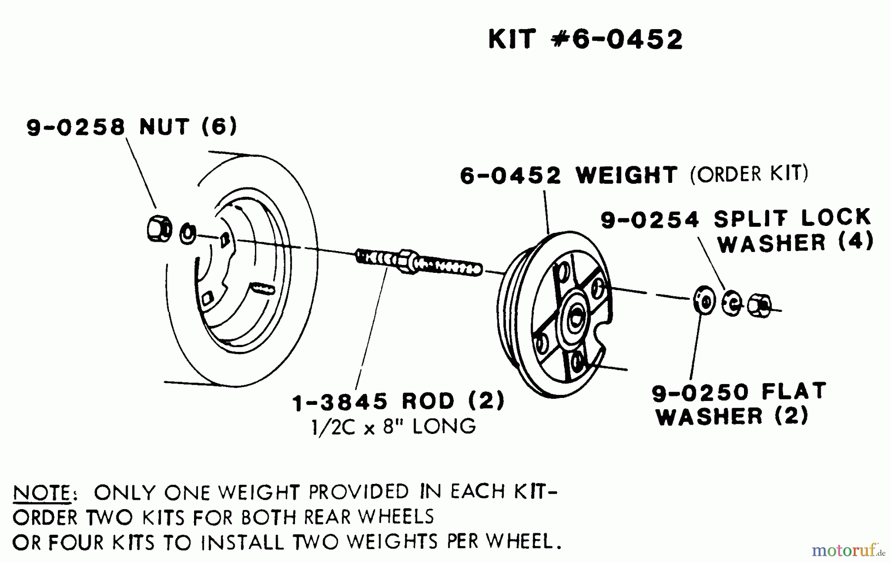  Snapper Rasen- und Gartentraktoren 1600A (80124) - Snapper 16 HP Garden Tractor, Gear Drive, MF Series Rear Wheel Weights - Accessory