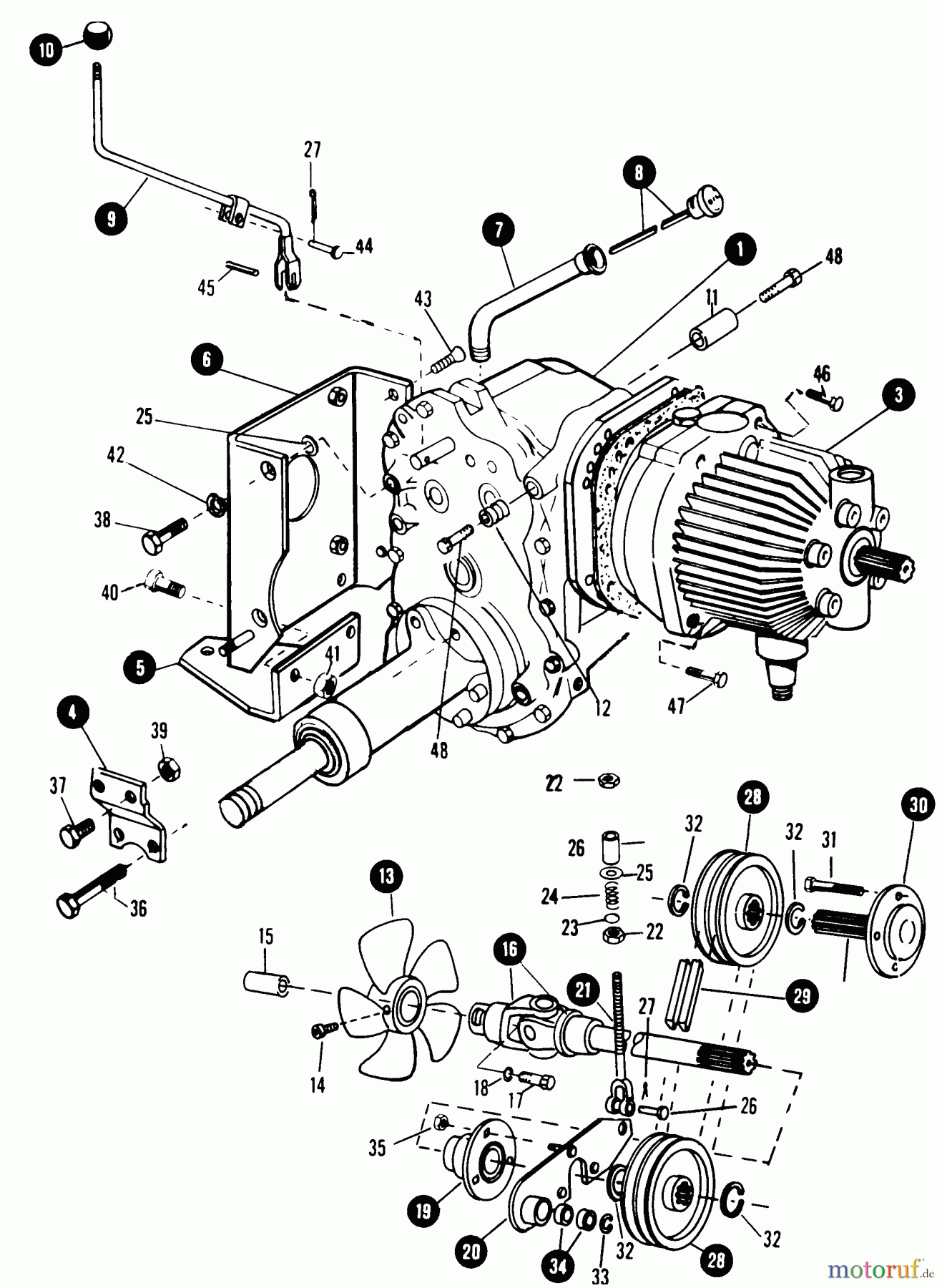  Snapper Rasen- und Gartentraktoren 1855A (80928) - Snapper 18 HP Garden Tractor, Twin Cylinder Hydro Drive, MF Series Rear Axle & Drive Shaft