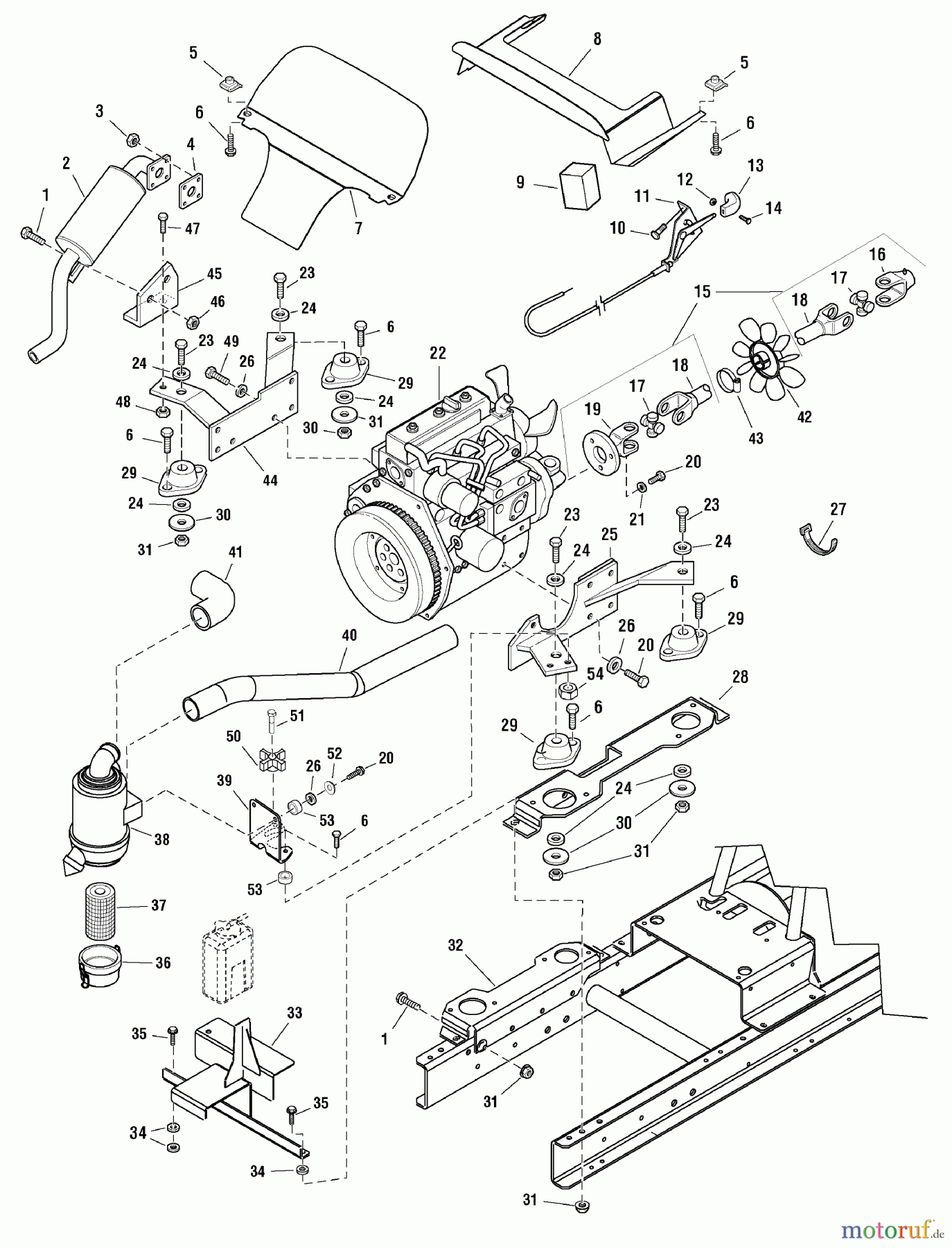 Snapper Rasen- und Gartentraktoren SGT27540D (2690628) - Snapper Garden Tractor, 27HP Diesel, 4WD, 3PT Hitch, GT600 Series 0 Engine Group - 27HP Briggs & Stratton Diesel Diagram 1