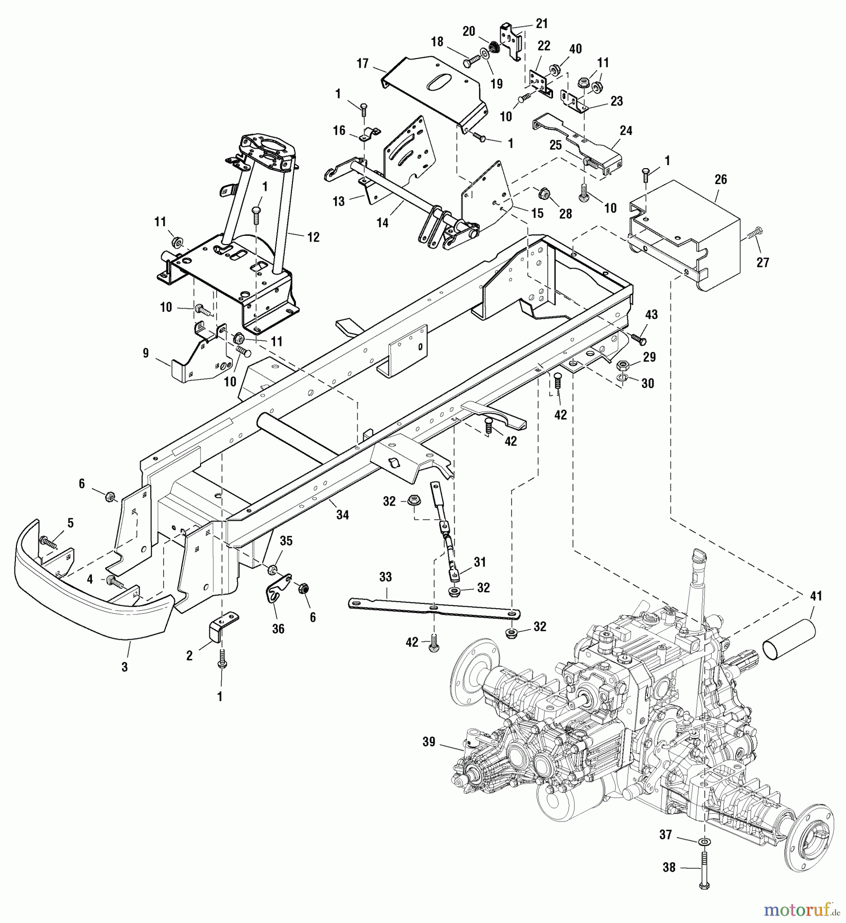 Snapper Rasen- und Gartentraktoren SGT27540D (2690628) - Snapper Garden Tractor, 27HP Diesel, 4WD, 3PT Hitch, GT600 Series 0 Frame & Transmission Group