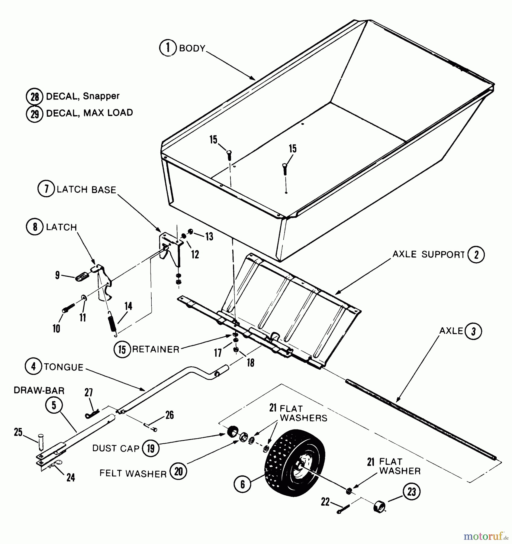 Snapper Zubehör. Rasenmäher 7060947 - Snapper Bag N-Wagon, 30 Bushel 2811X5S 28