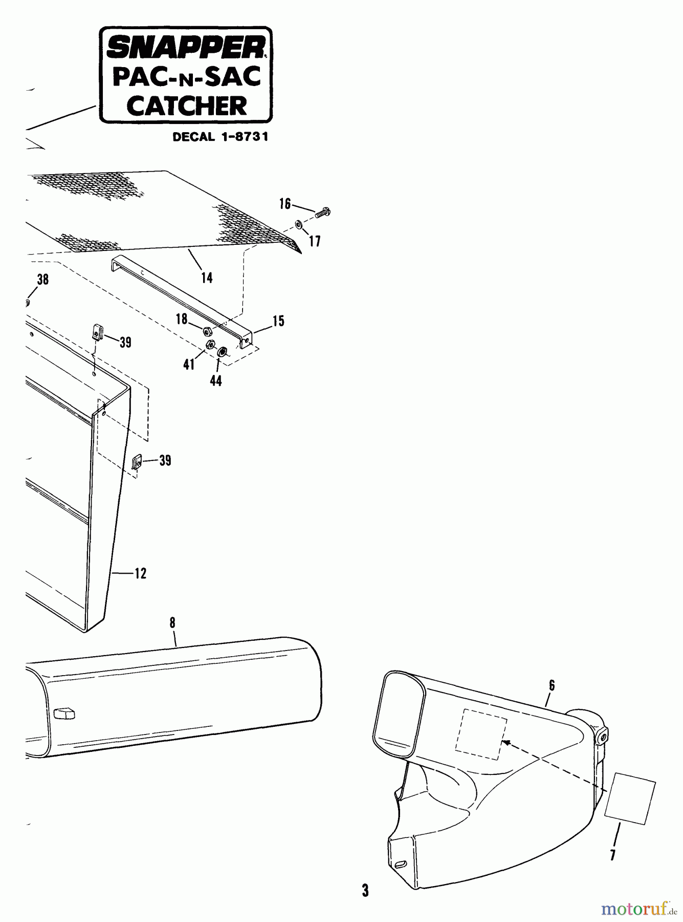 Snapper Zubehör. Rasenmäher 7060793 - Snapper Pac-N-Sac Kit Kit, Pac - N - Sac (Part 2)