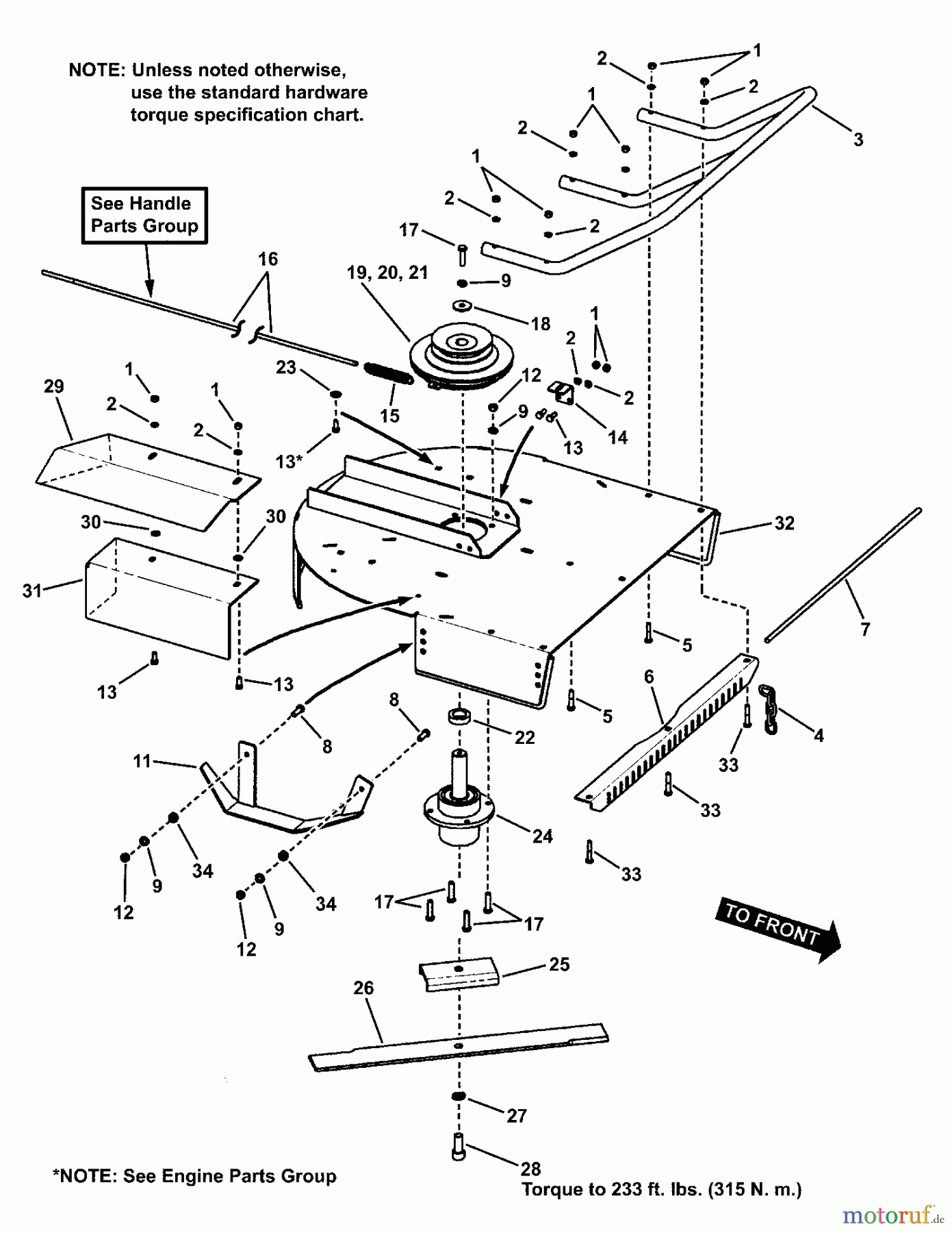 Snapper Rasenmäher für Großflächen FB13250BS (7085922) - Snapper 13 HP Walk-Behind Brush Mower, Series 0 MOWER DECK PARTS GROUP