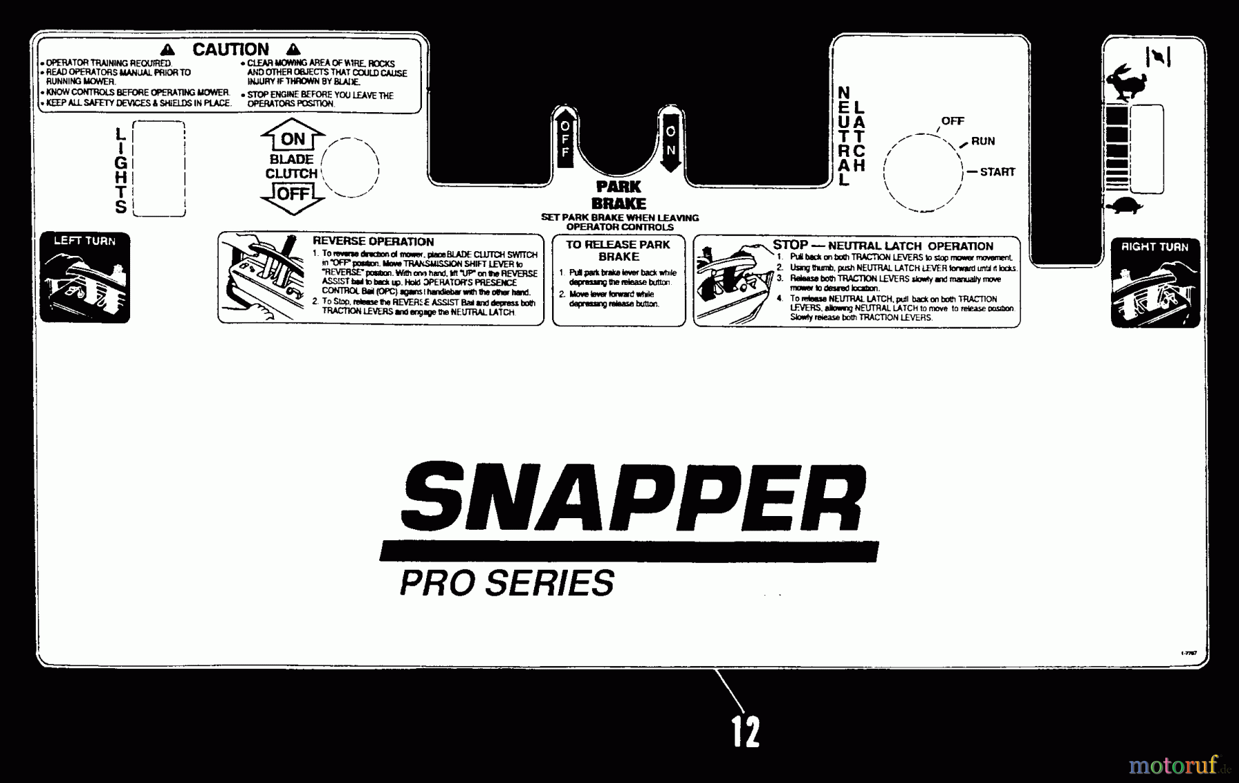 Snapper Rasenmäher für Großflächen PL8180KE - Snapper Wide-Area Walk-Behind Mower, 18 HP, Gear Drive, Loop Handle, Series 0 Decal Kit (Part 2)