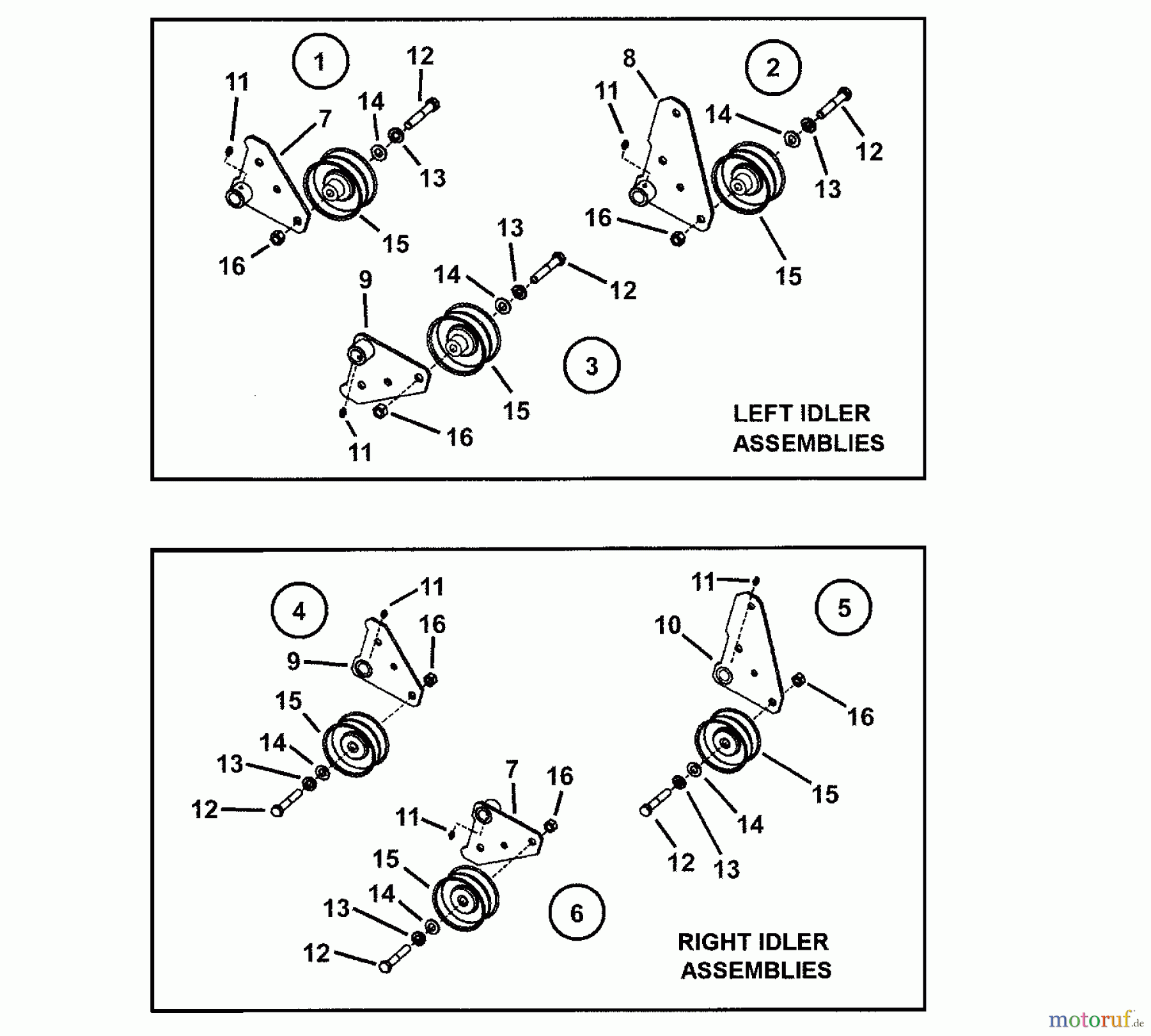 Snapper Rasenmäher für Großflächen SPE131KW - Snapper Wide-Area Walk-Behind Mower, 13 HP, Express, Gear Drive, Series 1 LEFT & RIGHT IDLER PULLEY ASSEMBLIES