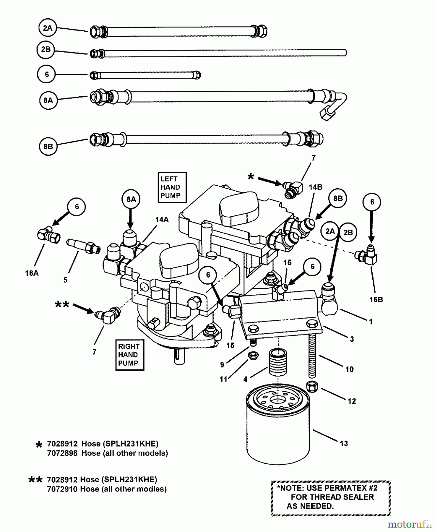 Snapper Rasenmäher für Großflächen SPLH151KH (84395) - Snapper Wide-Area Walk-Behind Mower, 15 HP, Hydro Drive, Loop Handle, Series 1 HOSE ASSEMBLY