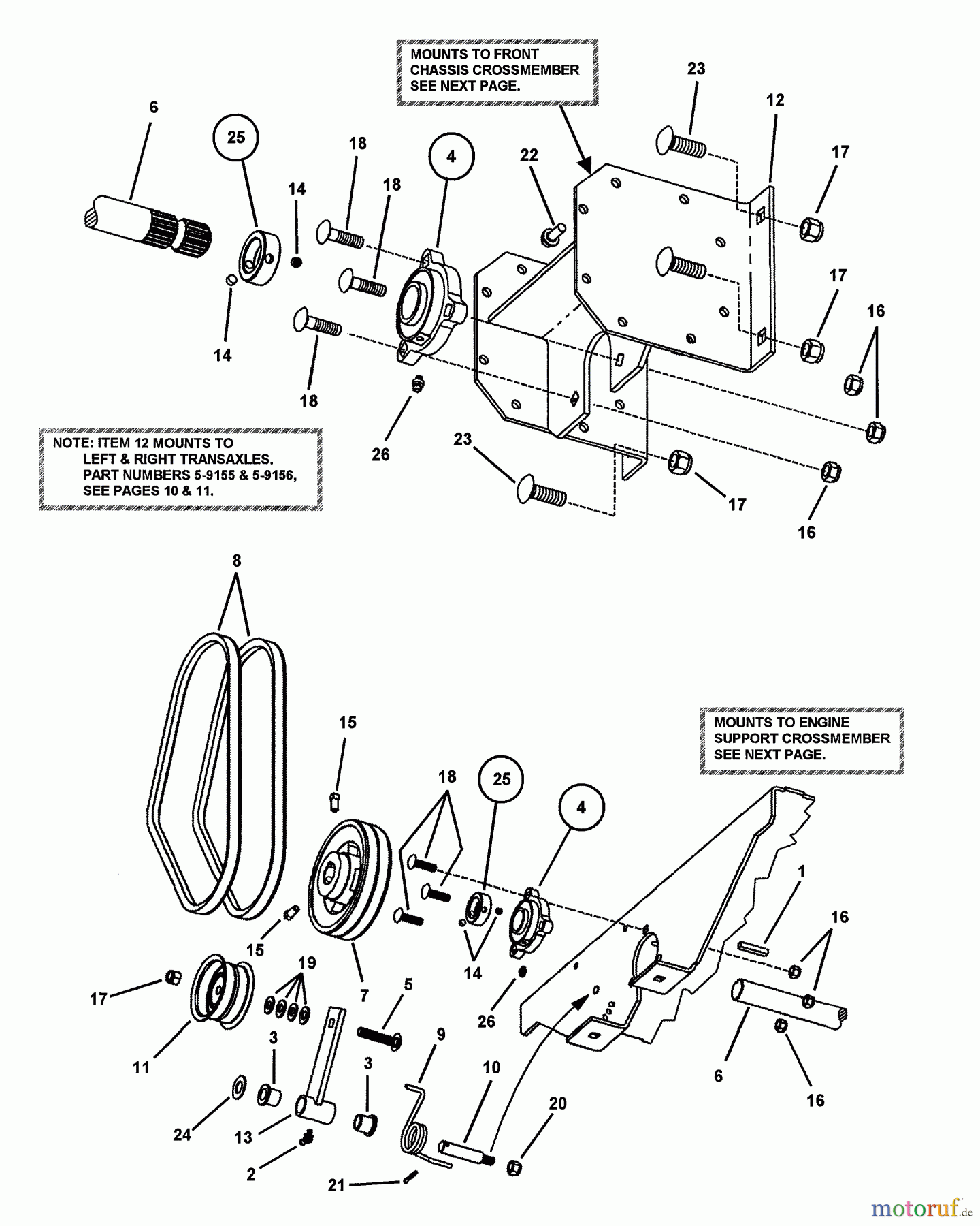 Snapper Nullwendekreismäher, Zero-Turn ZF2101DKU (84575) - Snapper 21 HP Zero-Turn Mower, Kubota, Out Front, Z-Rider Series 1 Deck Driveshaft Assembly