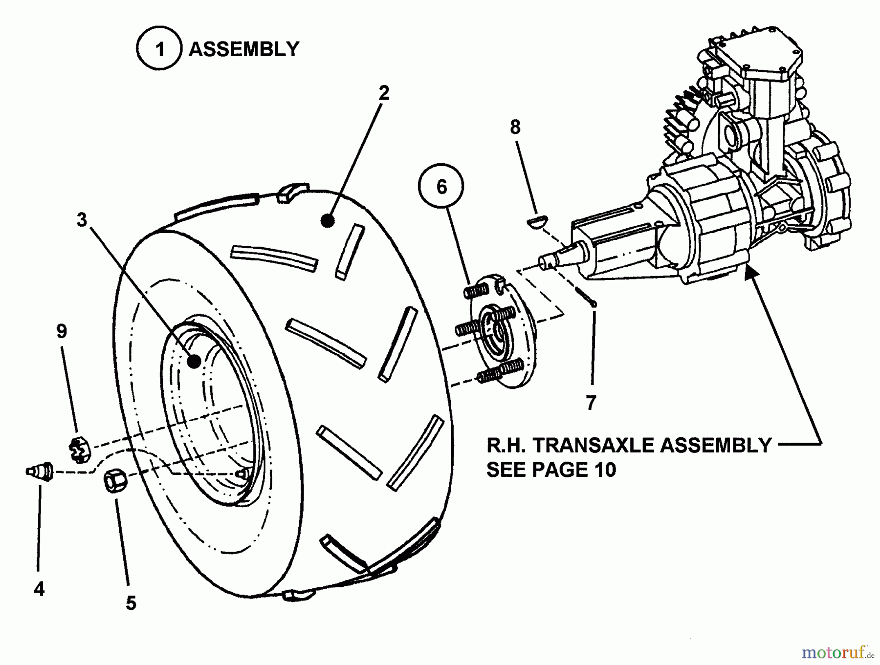 Snapper Nullwendekreismäher, Zero-Turn ZF2301GKU (84576) - Snapper 23 HP Zero-Turn Mower, Kubota, Out Front, Z-Rider Series 1 Drive Tire/Wheel Assembly