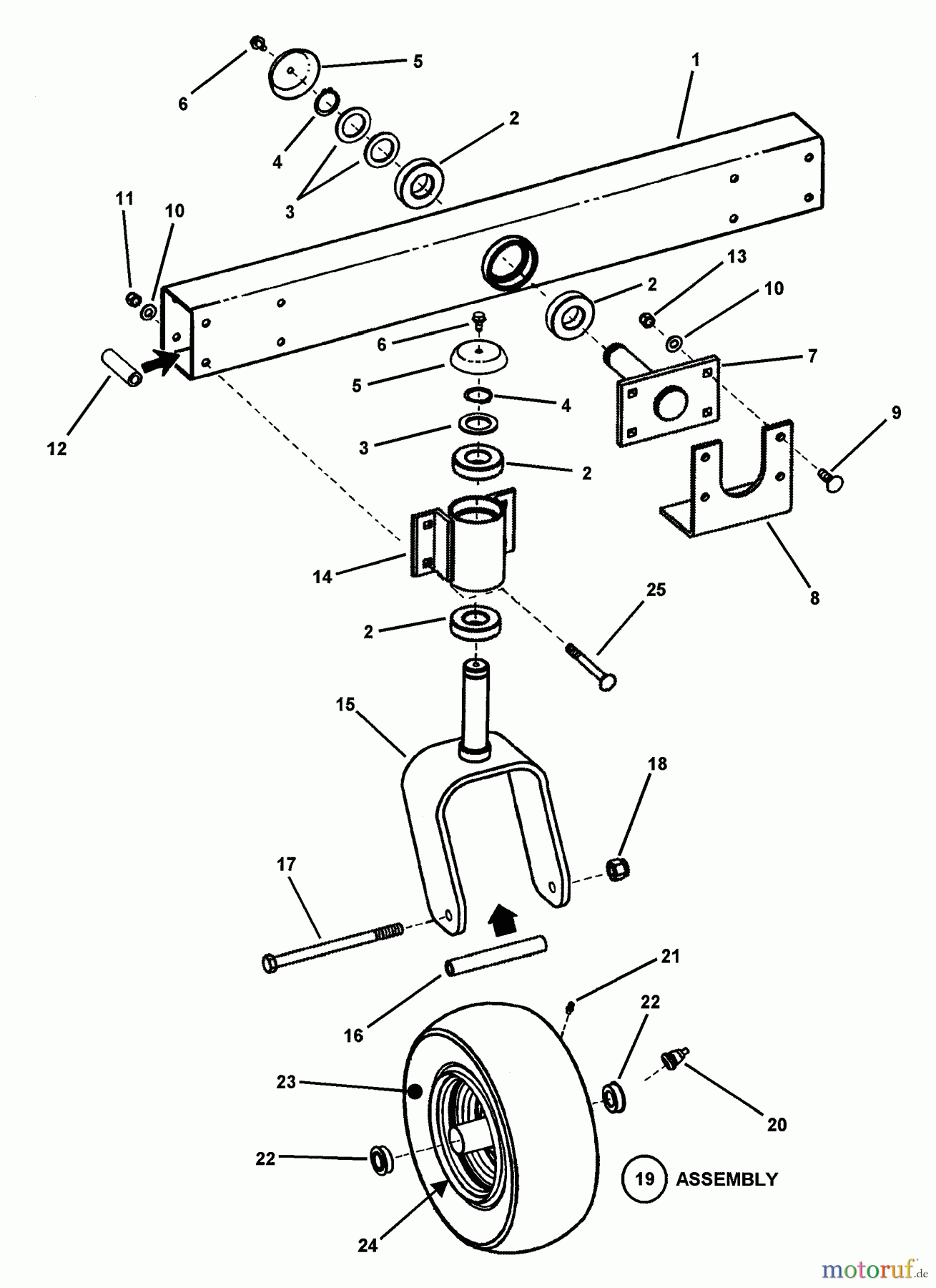 Snapper Nullwendekreismäher, Zero-Turn EZF2101DKU - Snapper 21 HP Zero-Turn Mower, Kubota, Out Front, Z-Rider Series 1 Wide-Stance Caster Assembly