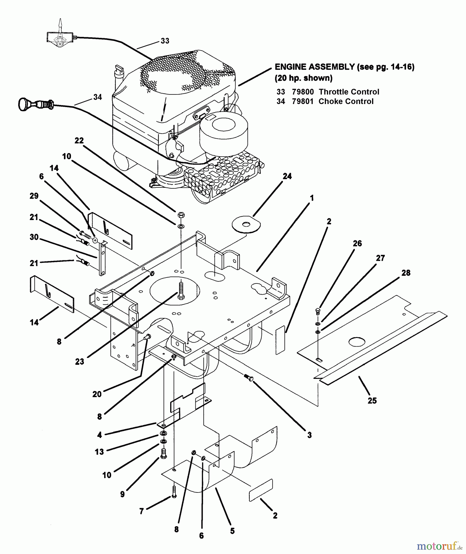 Snapper Nullwendekreismäher, Zero-Turn Z2003K (80464) - Snapper 20 HP Zero-Turn Mower, Hydro Drive, ZTR Series 3 Motor Mount Assembly (Part 2)