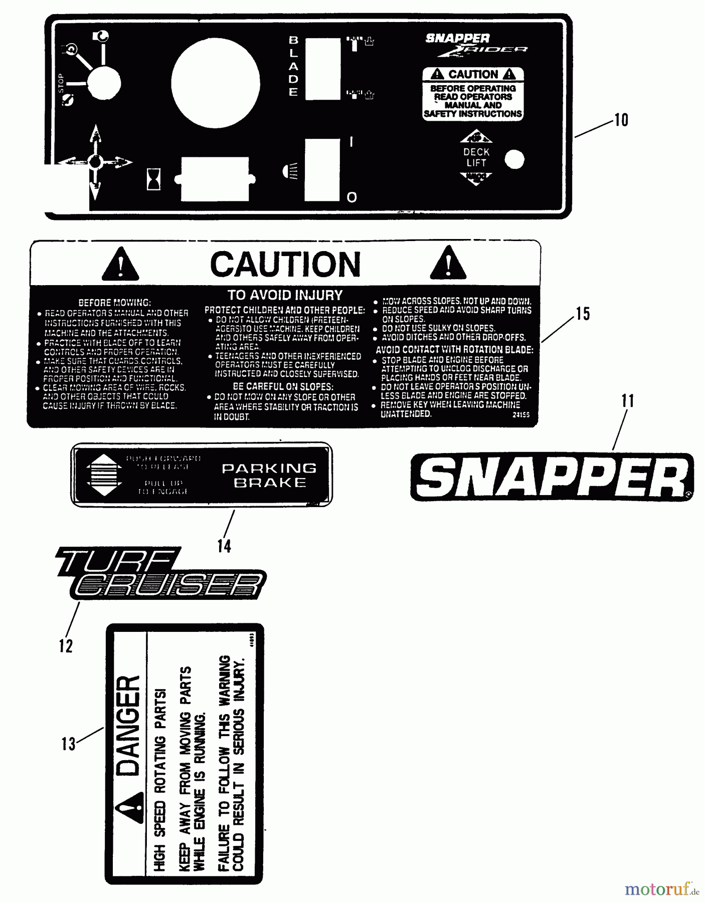 Snapper Nullwendekreismäher, Zero-Turn ZF2500KH (84409) - Snapper 25 HP Zero-Turn Mower, Out Front, Z-Rider Series 0 Decals (Part II)
