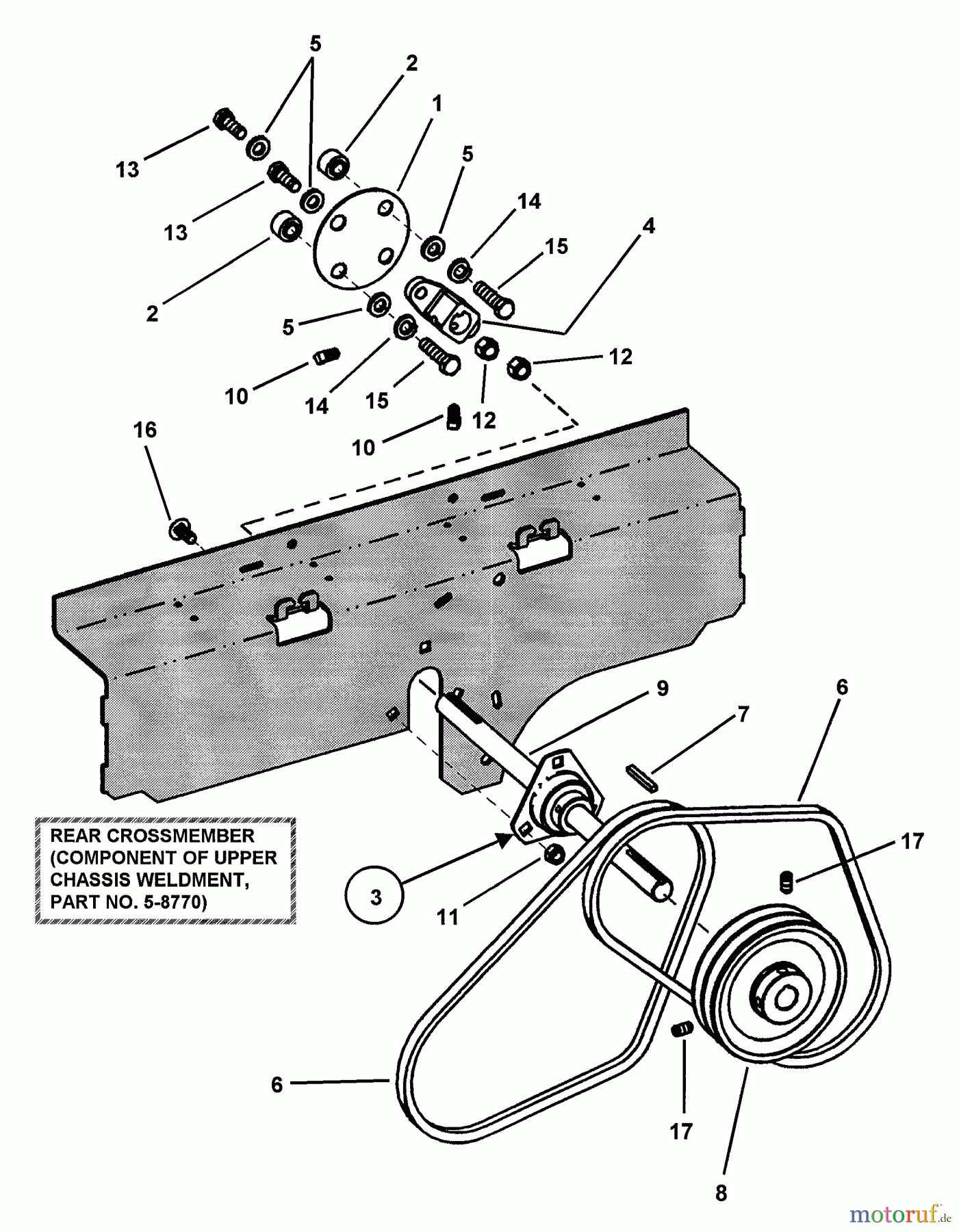  Snapper Nullwendekreismäher, Zero-Turn ZF2501KH (84574) - Snapper 25 HP Zero-Turn Mower, Out Front, Z-Rider Series 1 Upper Drive Shaft Assembly