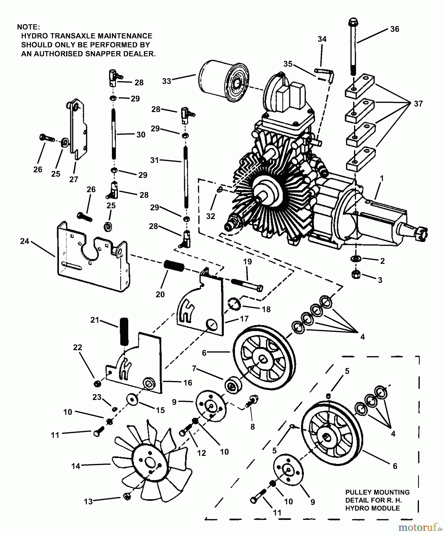 Snapper Nullwendekreismäher, Zero-Turn ZM2200K (82473) - Snapper 22 HP Zero-Turn Mower, Kohler, Mid Mount, Z-Rider Series 0 Tandem Hydro Transaxle Assembly