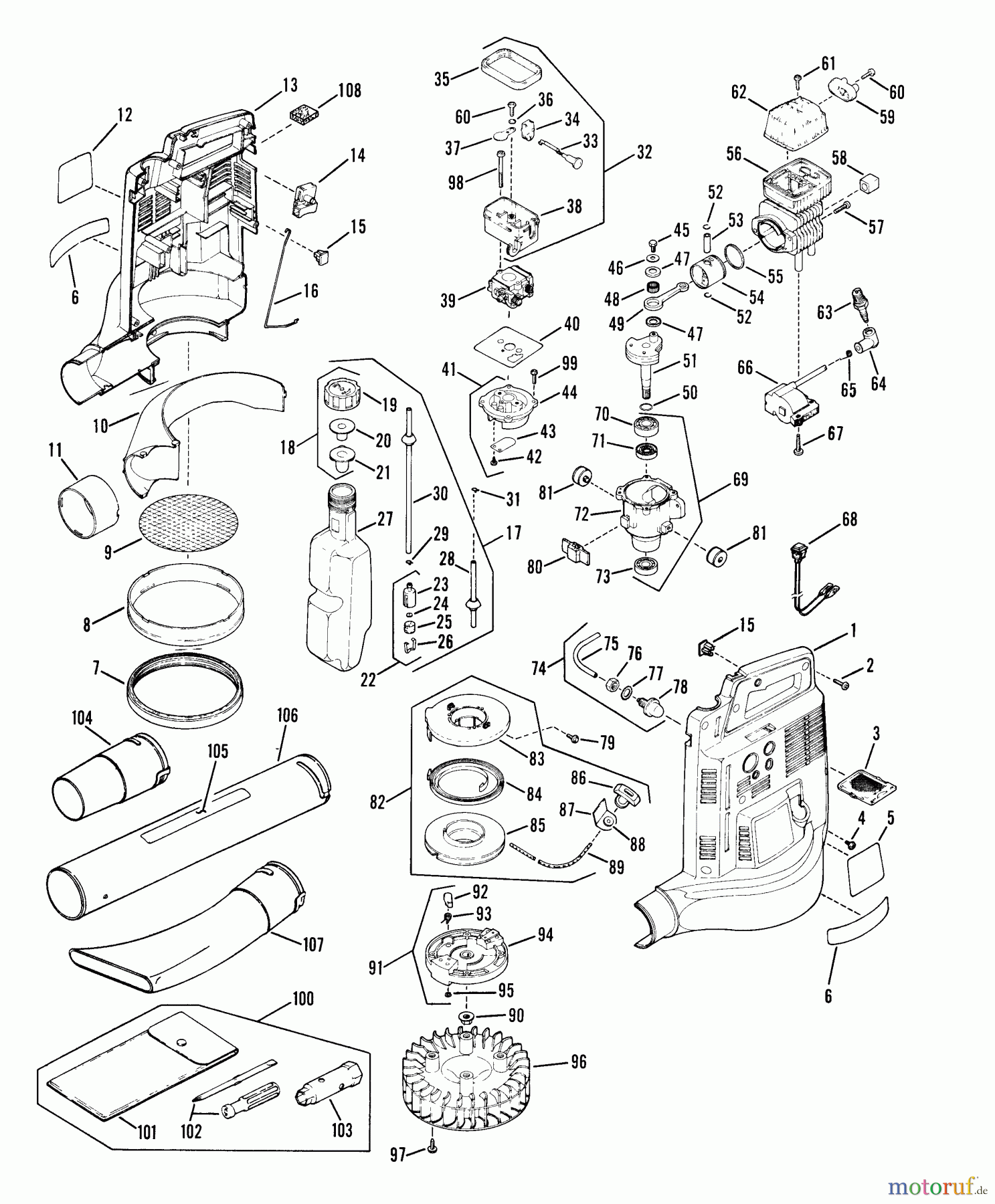 Snapper Sonstiges 250 BV - Snapper Back-Pack Blower 250BV General Assembly