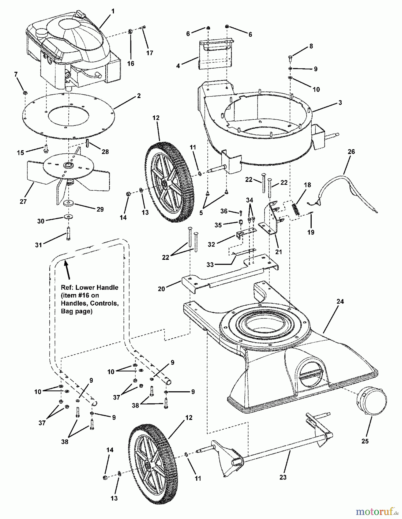 Snapper Sonstiges SV25650B (7085687) - Snapper 6.5 HP Push Vacuum Series 0 ENGINE, IMPELLER, HOUSING, WHEELS
