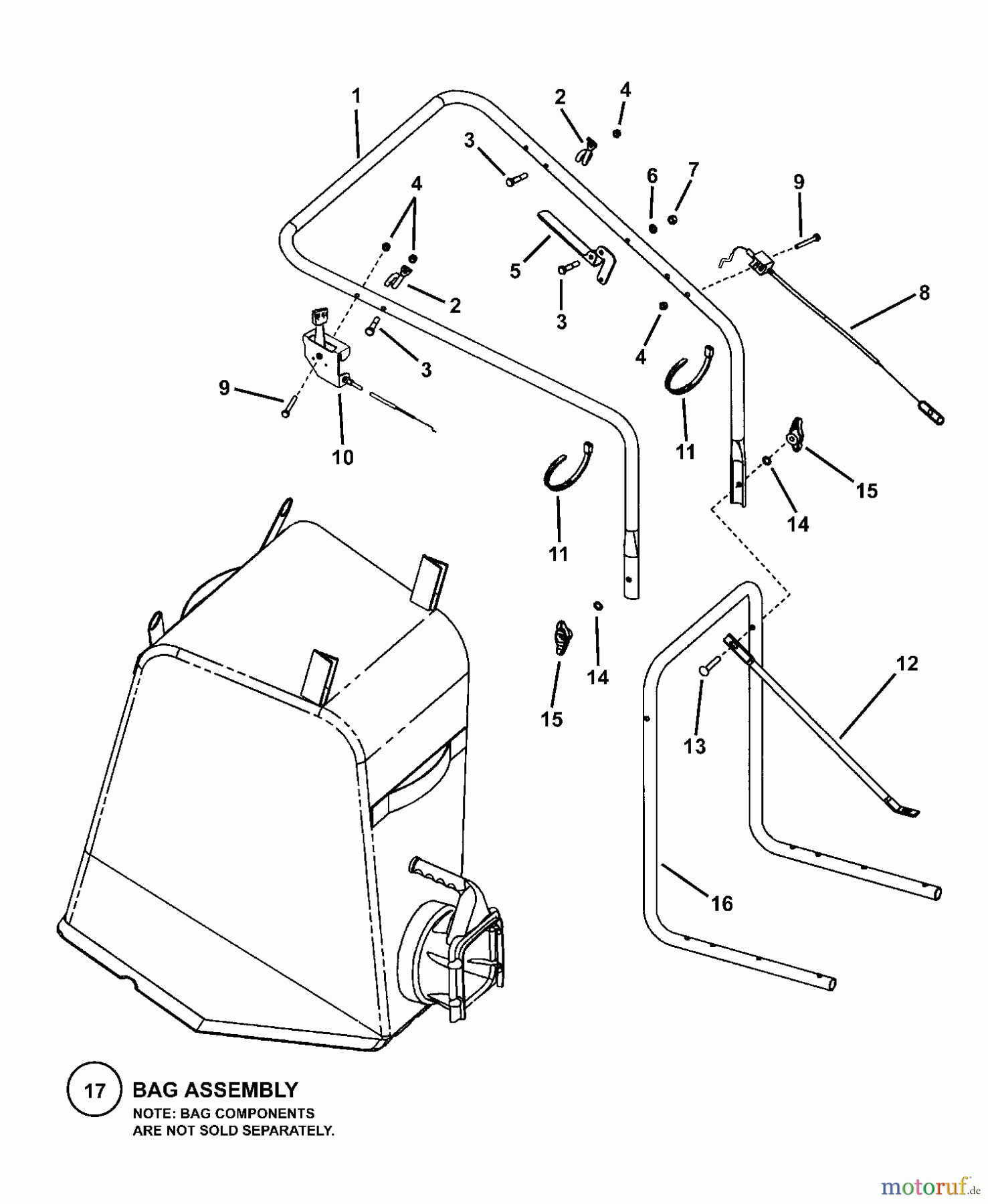  Snapper Sonstiges ESV25650B (7085913) - Snapper 6.5 HP Push Vacuum Series 0 (Export) HANDLES, CONTROLS, BAG